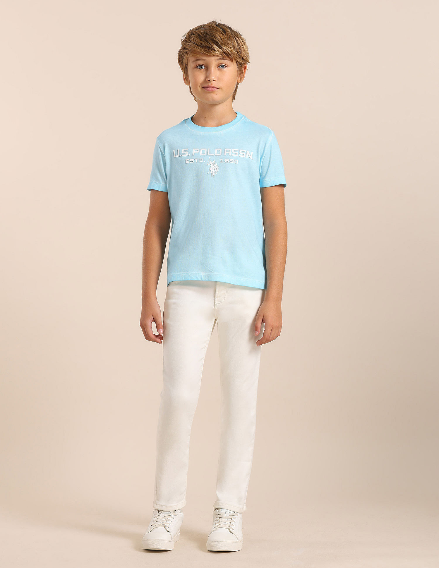 U.S. Polo Assn. Kids Boys Brand Printed Regular Fit T-Shirt