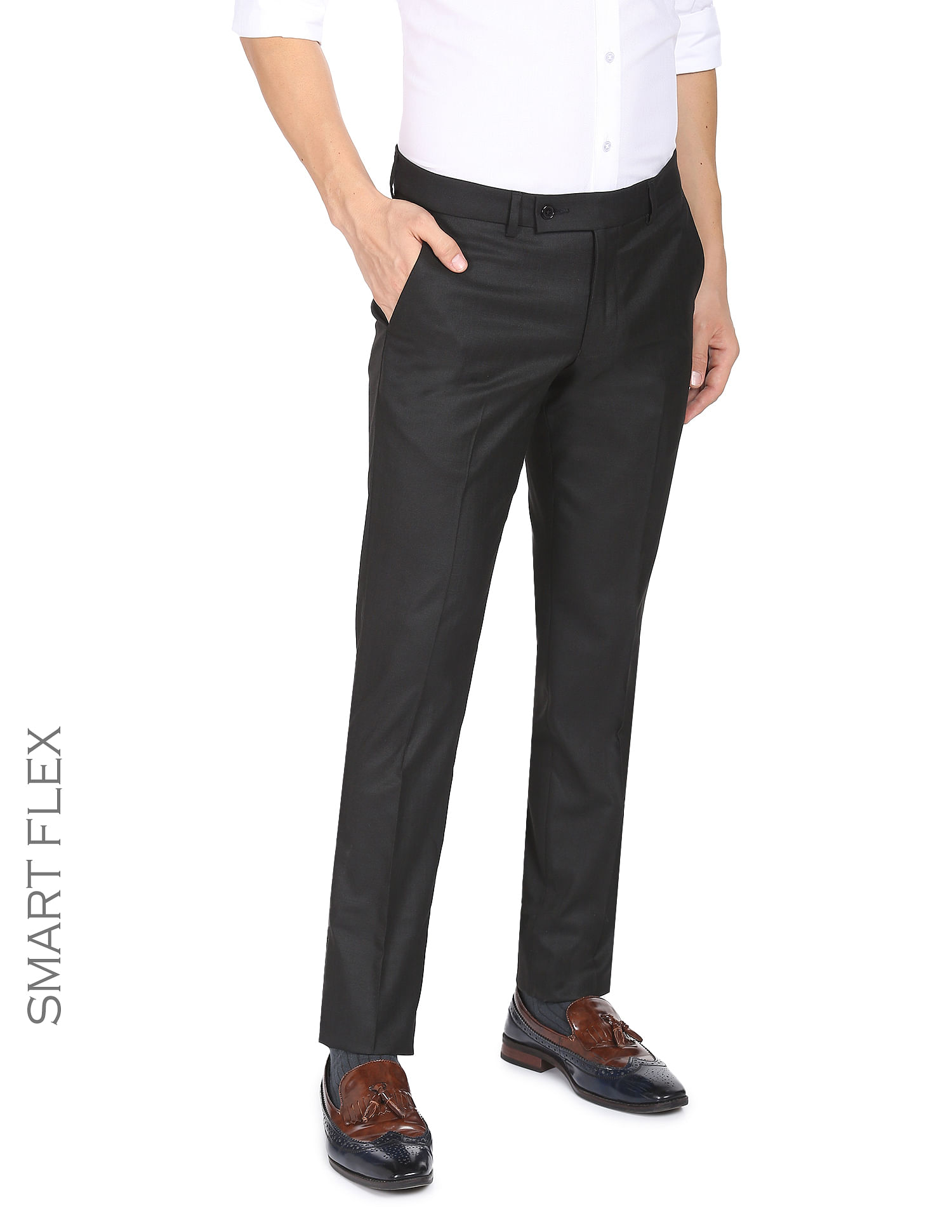 Buy Men Black Slim Fit Solid Casual Trousers Online  760844  Allen Solly