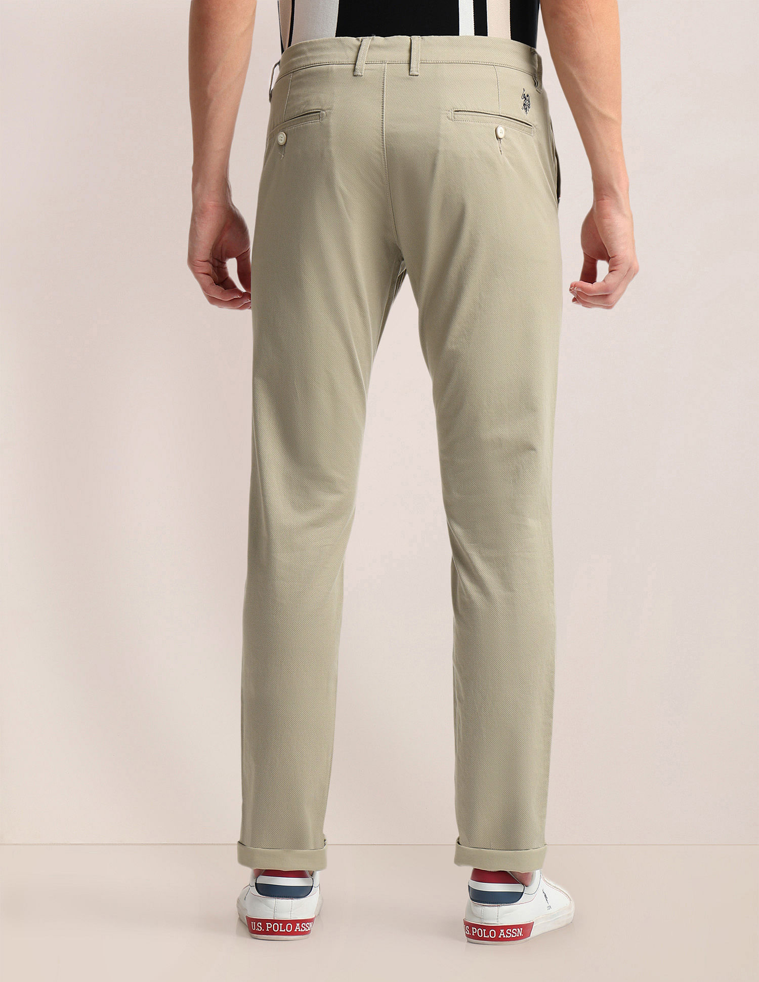 U.S. Polo Assn. Printed Slim Straight Fit Satin Trousers
