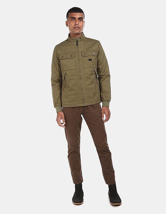 Flying Machine Stand Collar Solid Jacket