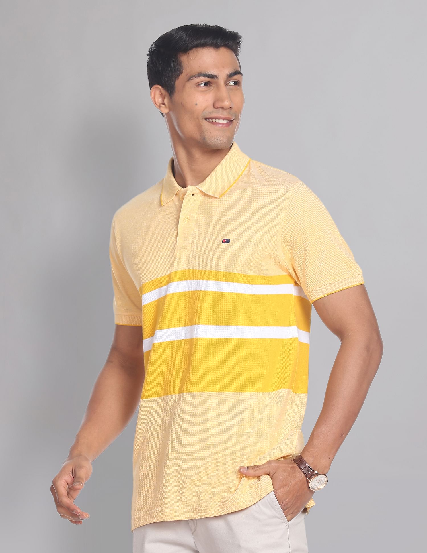 AD by Arvind Horizontal Stripe COOL-IT Real Deal Polo Shirt