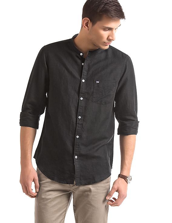 Buy Arrow Sports Mandarin Collar Solid Shirt - NNNOW.com