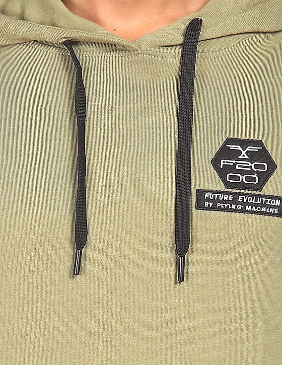 Flying Machine Long Sleeve Solid Hooded Sweatshirt