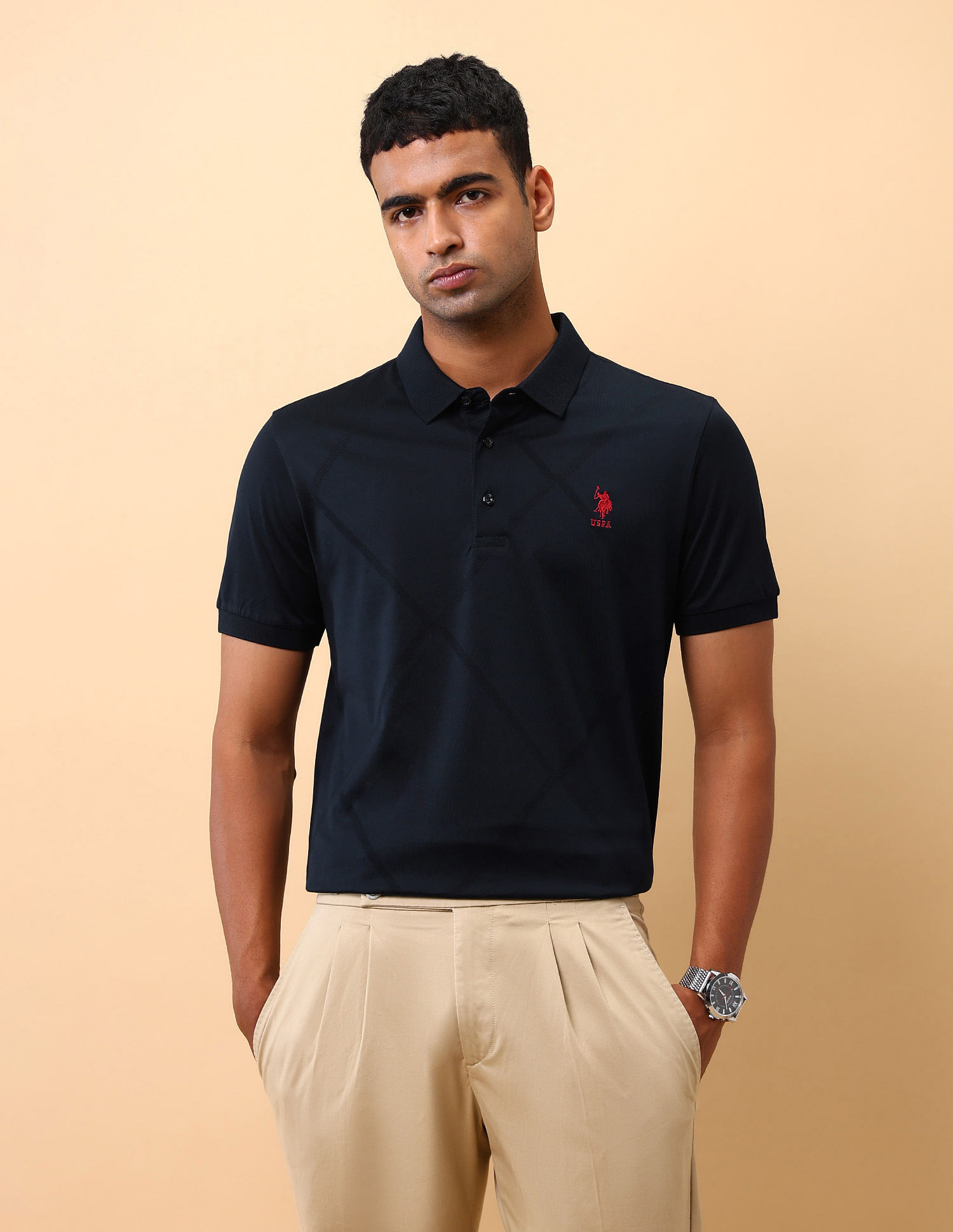 U.S. Polo Assn. Textured Slim Fit Polo Shirt