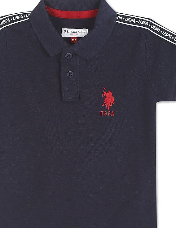 U.S. Polo Assn. Kids Ribbed Collar Brand Tape Polo Shirt