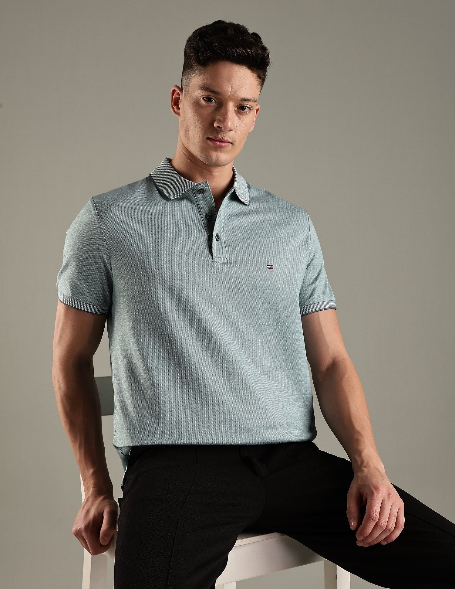 Tommy Hilfiger Solid Regular-Fit Cotton Polo Shirt