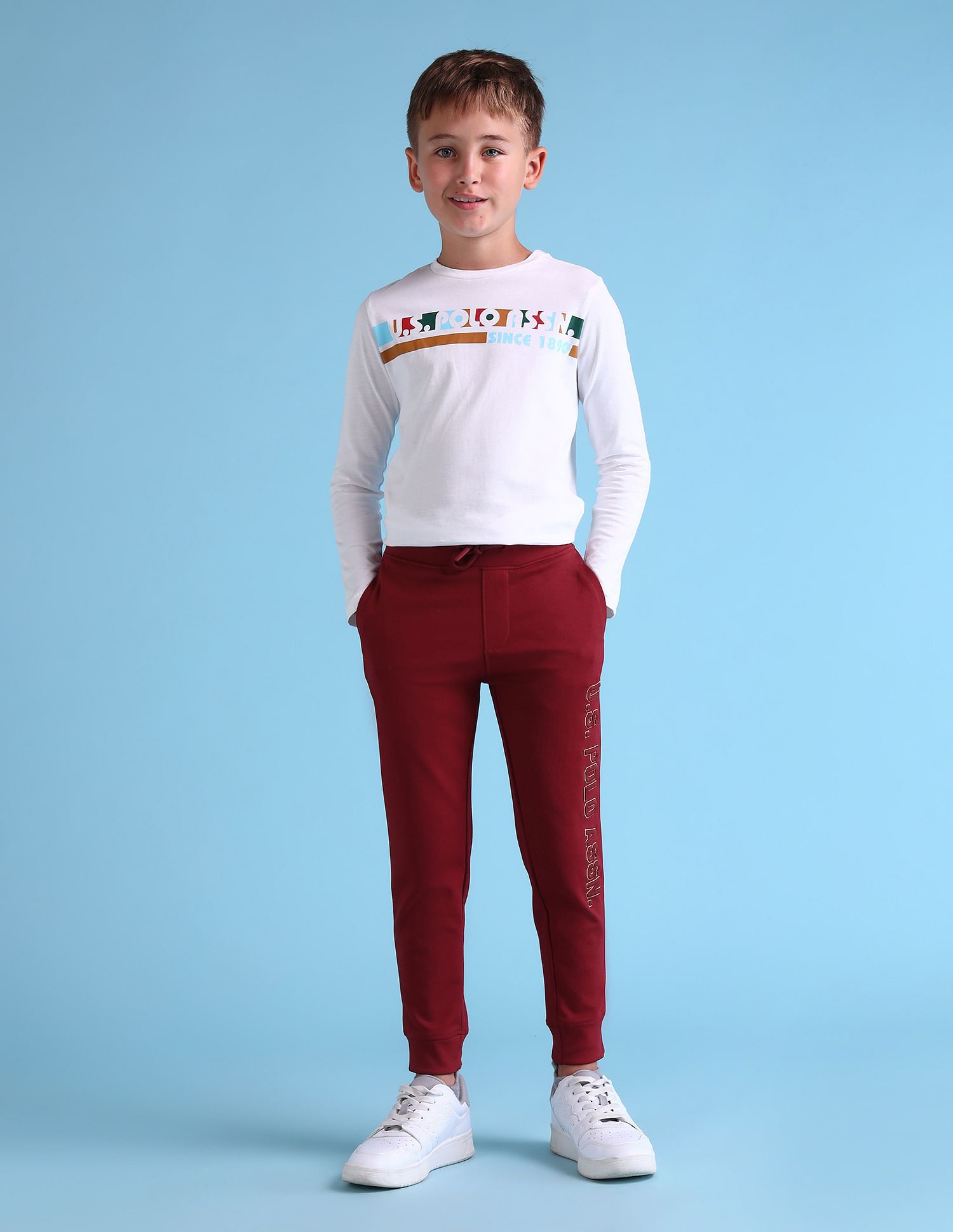 U.S. Polo Assn. Kids Boys Brand Embroidered Regular Fit Track Pants