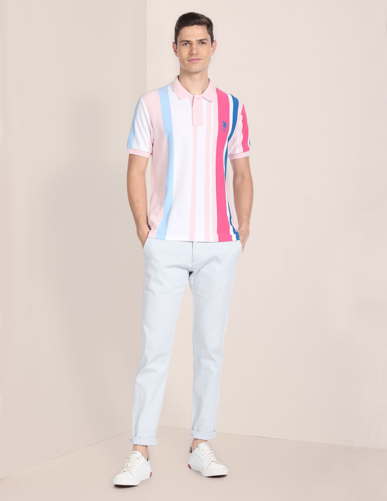 U.S. Polo Assn. Slim Fit Vertical Stripe Polo Shirt