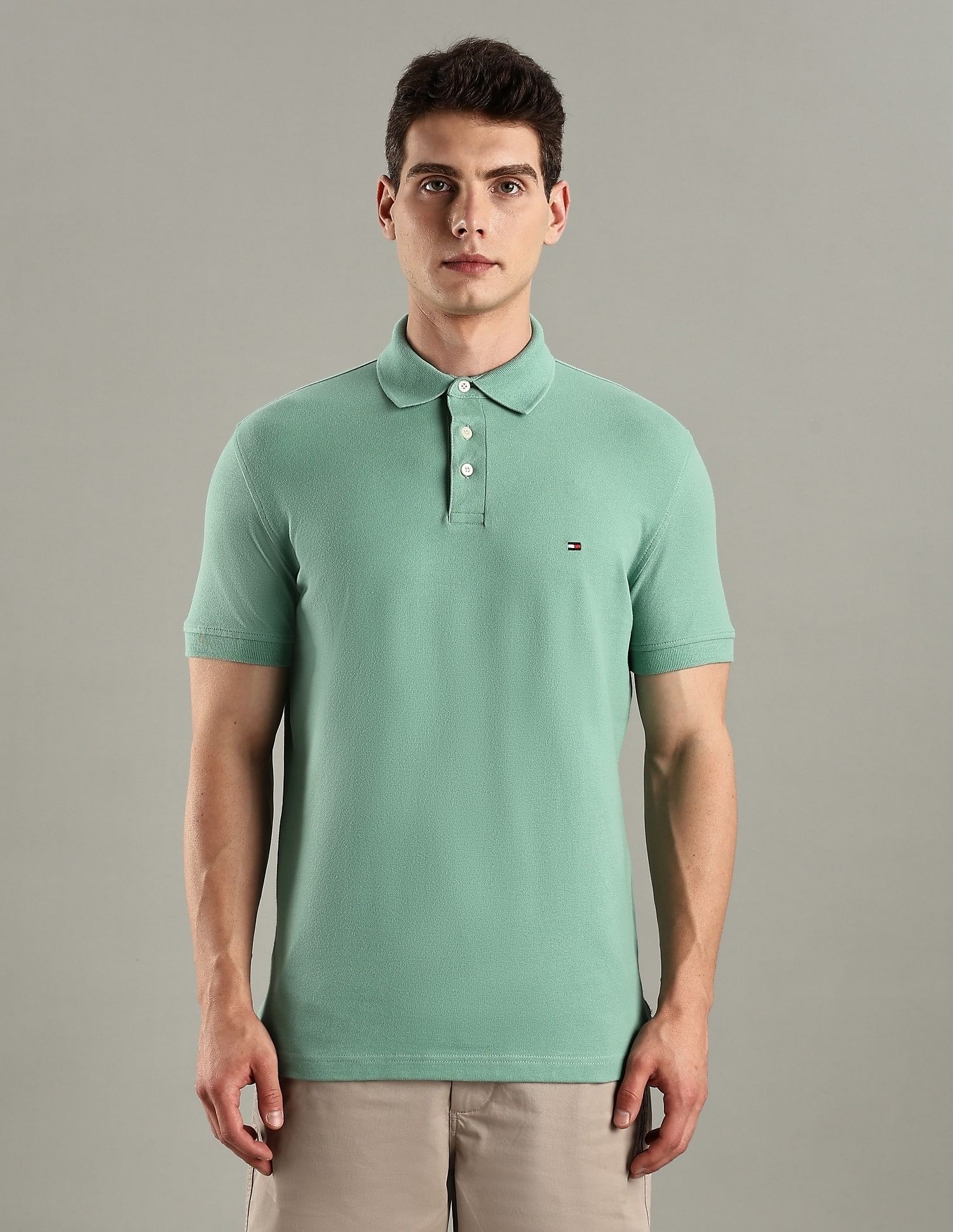 Tommy Hilfiger Solid Slim-Fit Cotton Polo T-Shirt