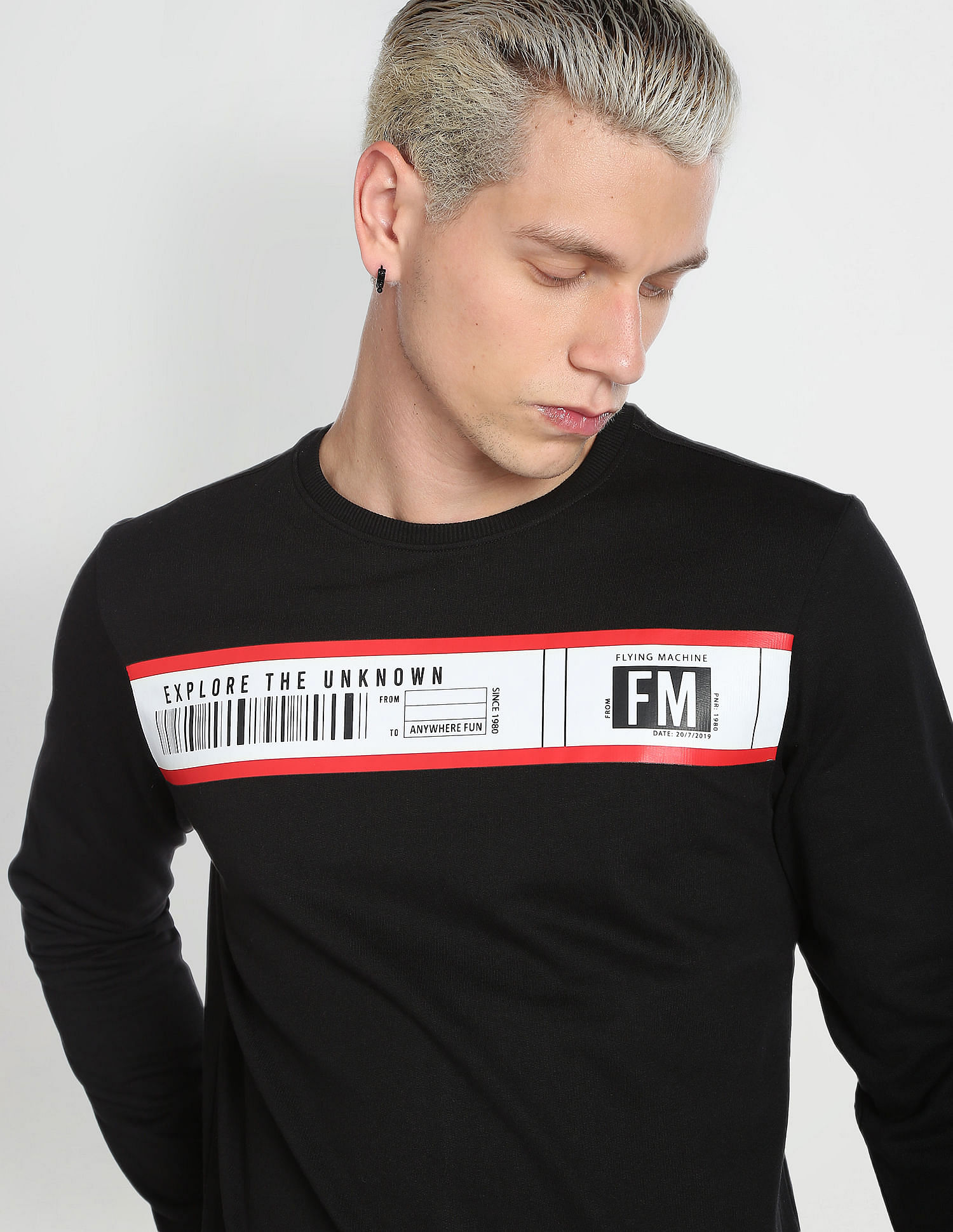 Flying Machine Crew Neck Solid Sweatshirt