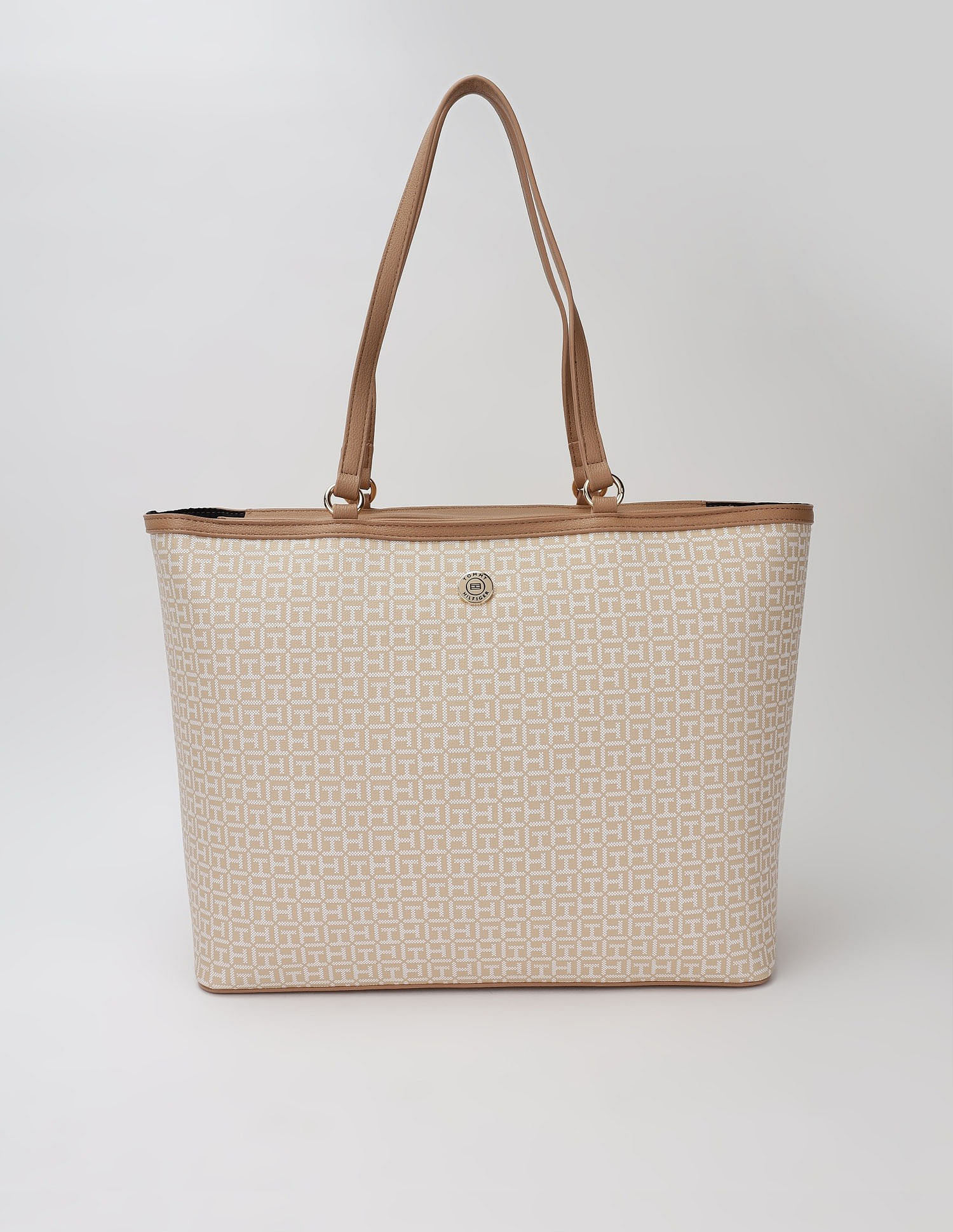 Tommy Hilfiger Logo Beige Pvc Tote Bag