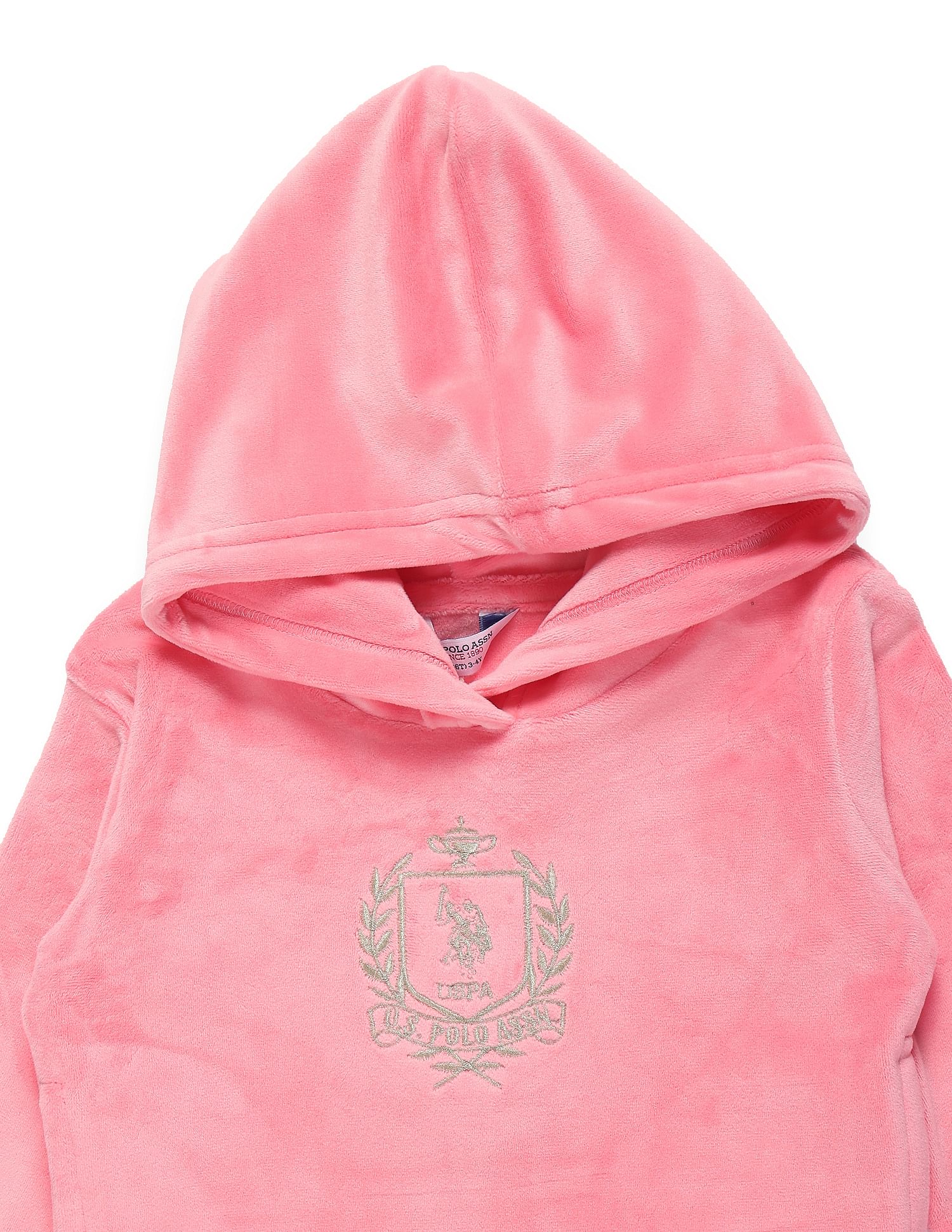 U.S. Polo Assn. Kids Girls Embroidered Logo Hooded Sweatshirt
