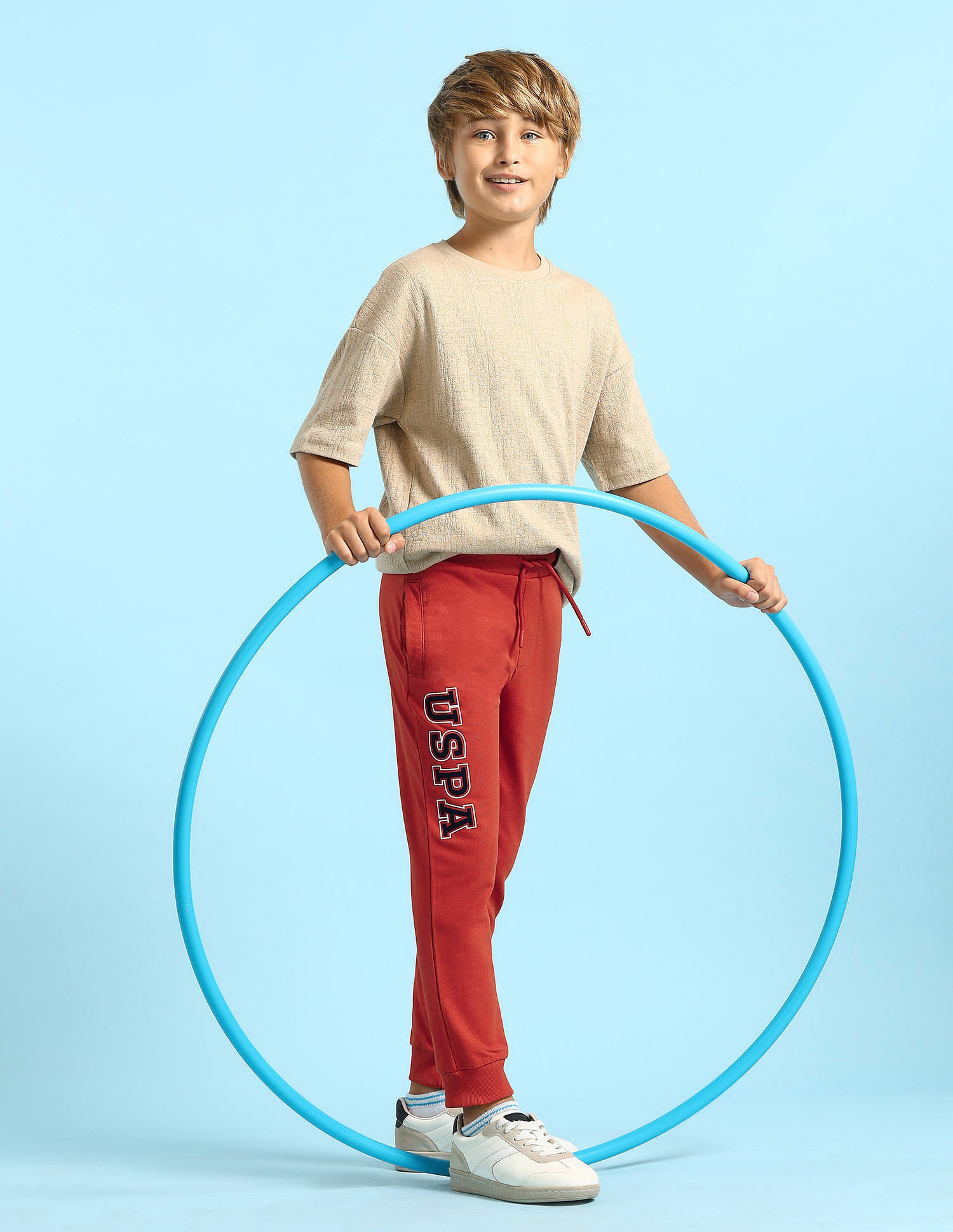 U.S. Polo Assn. Kids Boys Pure Cotton Solid Joggers