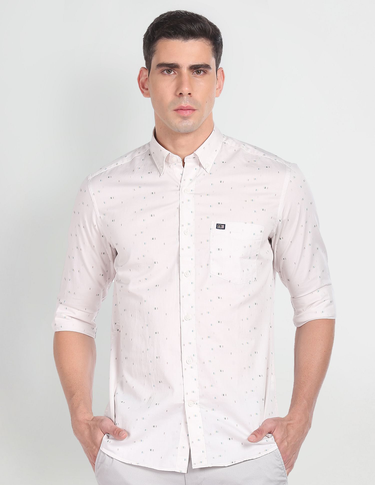 Arrow Sports Geometric Print Cotton Casual Shirt