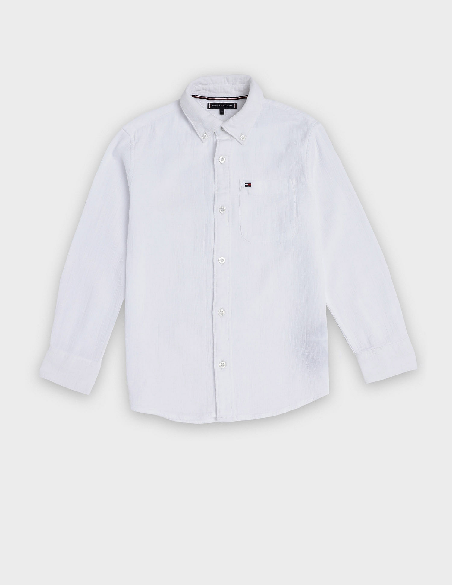 Tommy Hilfiger Kids Boys Solid Regular Fit Seersucker Shirt