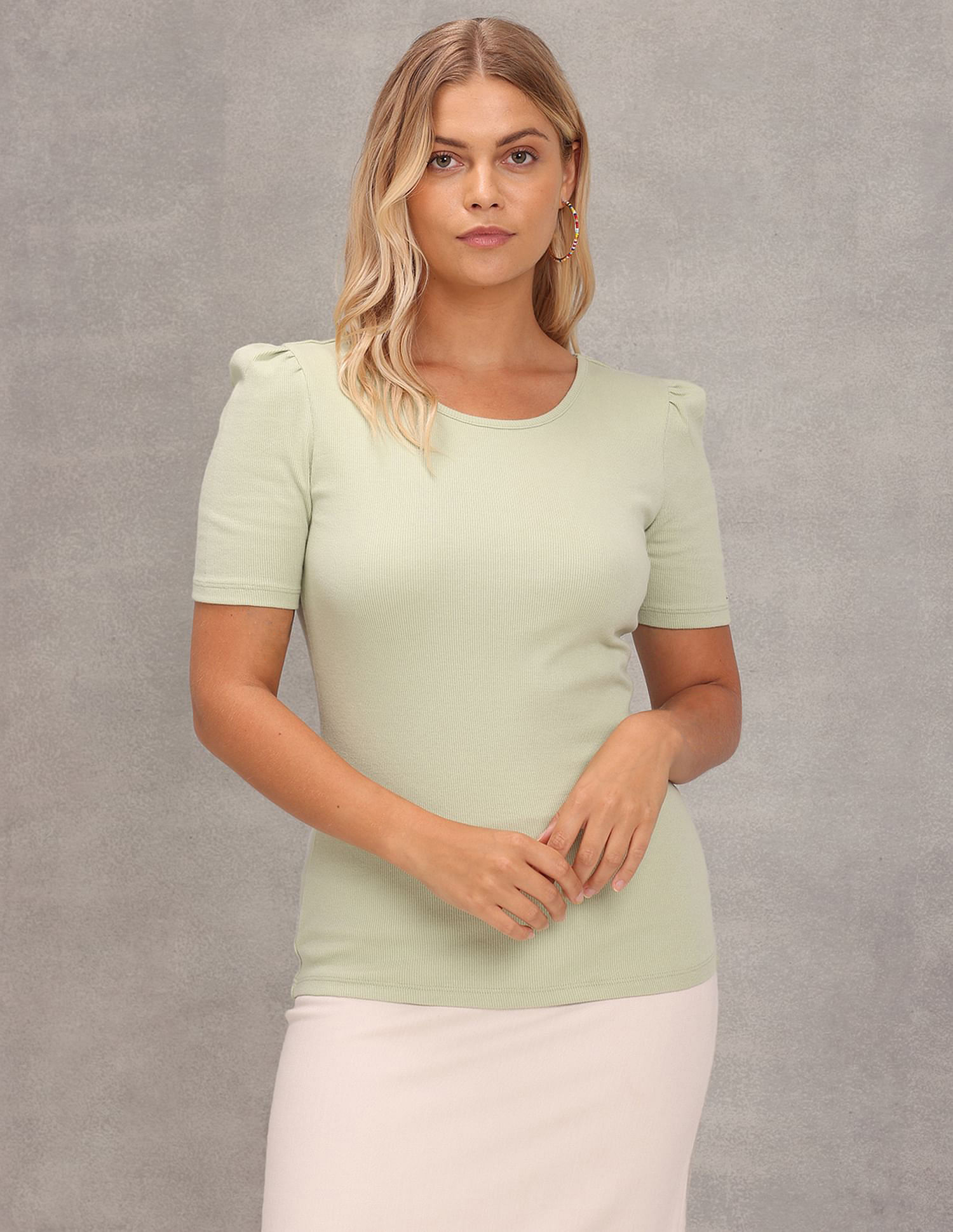 U.S. Polo Assn. Women Puff Sleeve Round Neck Top