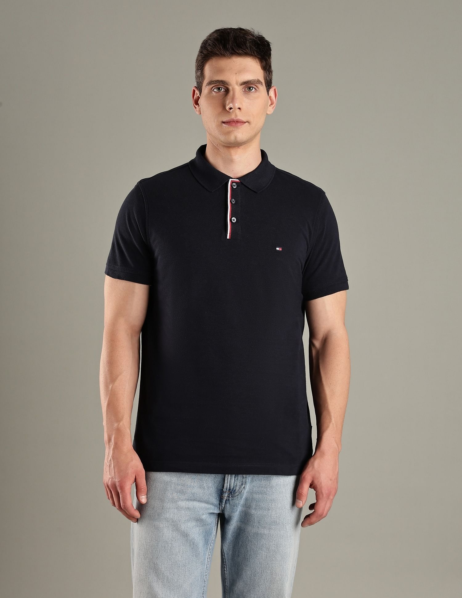 Tommy Hilfiger Solid Regular-Fit Cotton Polo T-Shirt