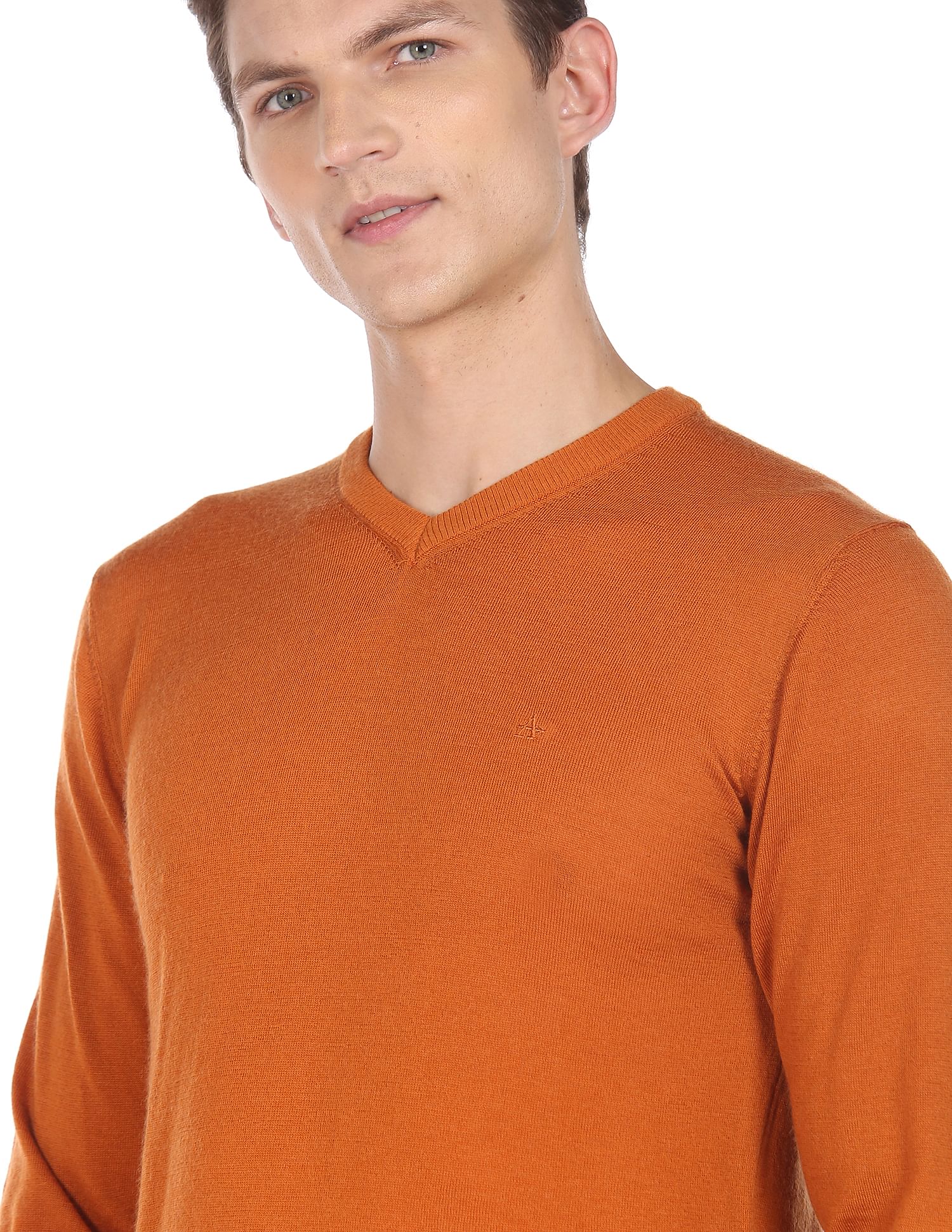 orange v neck mens