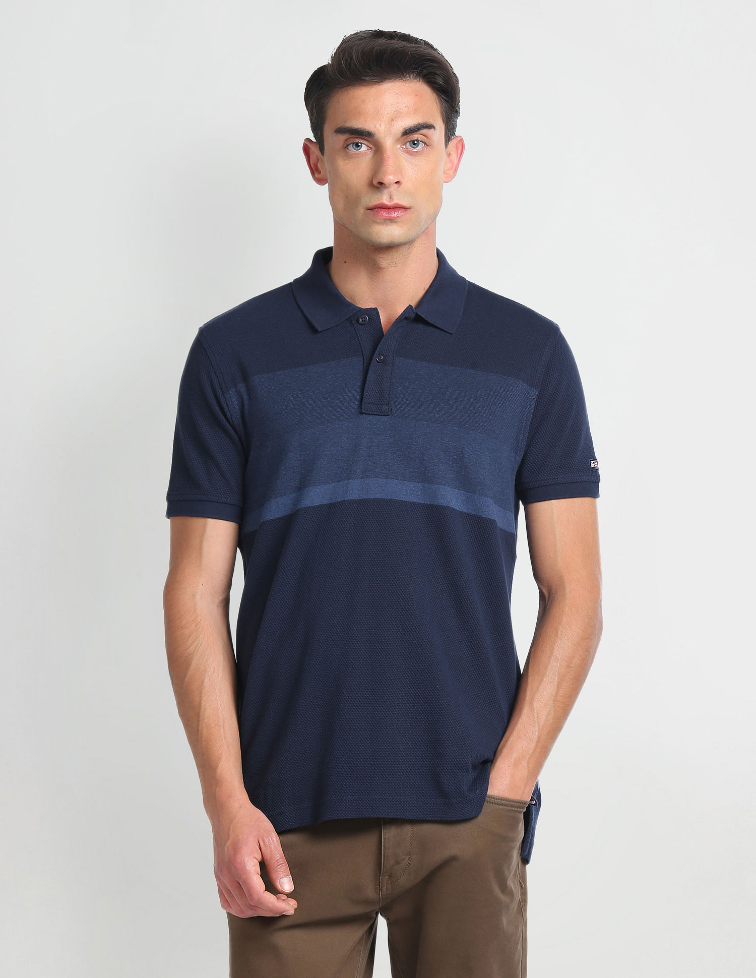 Arrow Sports Colour Block Cotton Polo Shirt