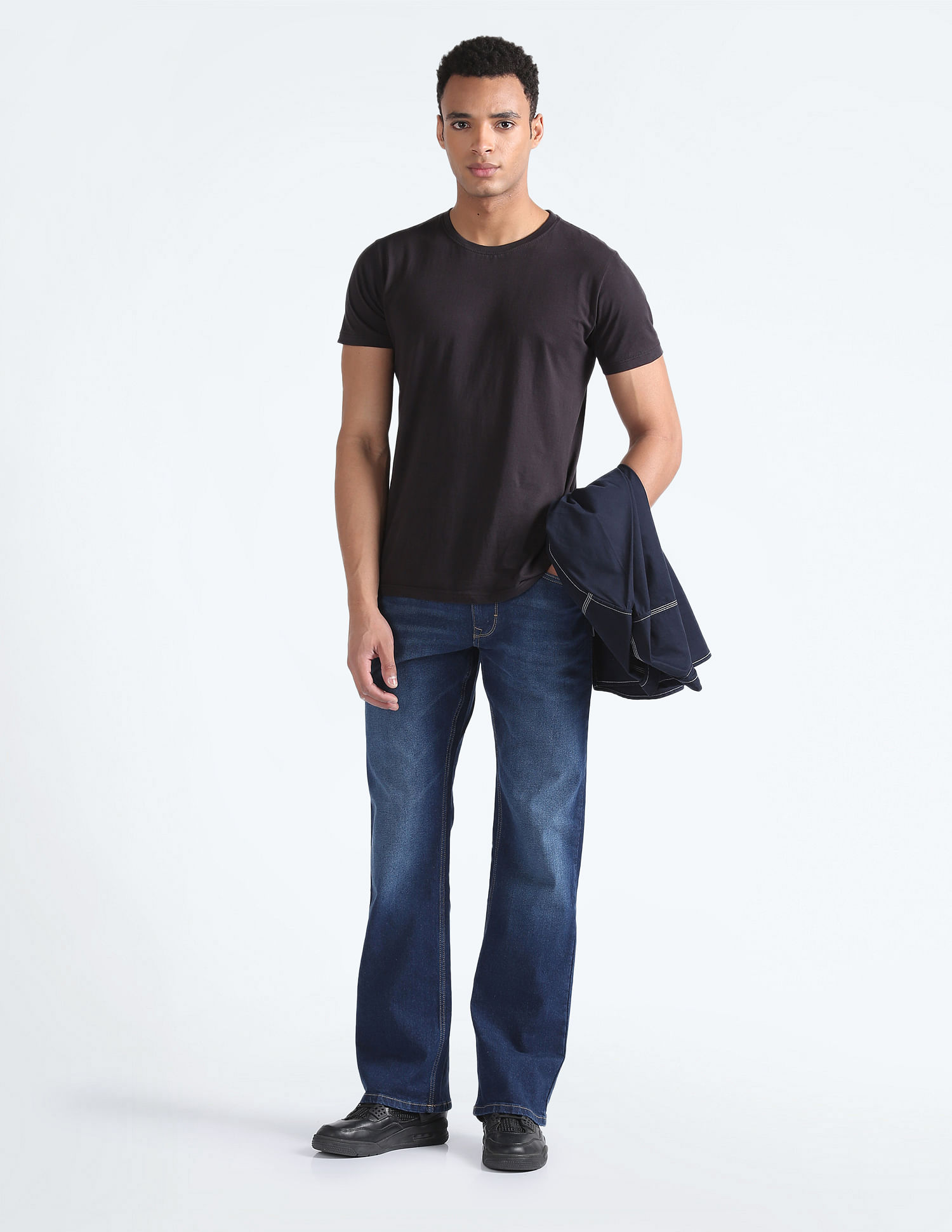 Flying Machine Mid Rise Bruce Relaxed Bootcut Fit Jeans