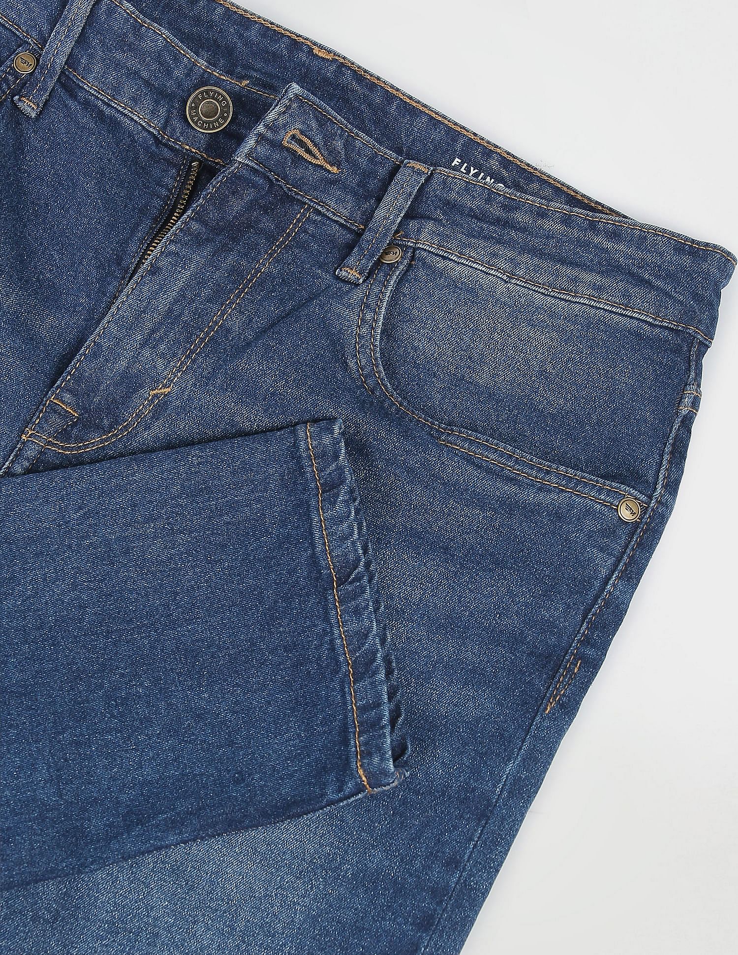 Flying Machine Mid Rise Slash Slim Tapered Fit Jeans