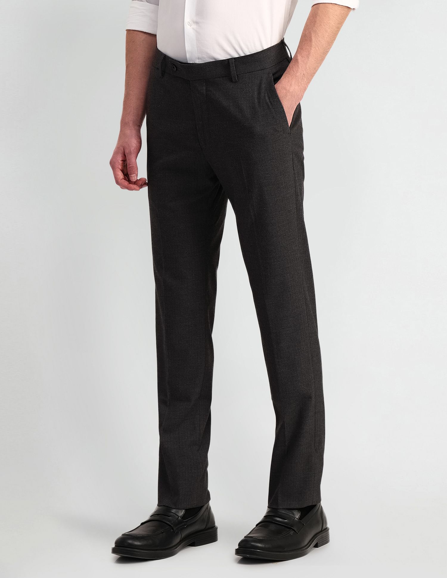 Arrow Slim Fit Flannel-Smart Flex Trousers