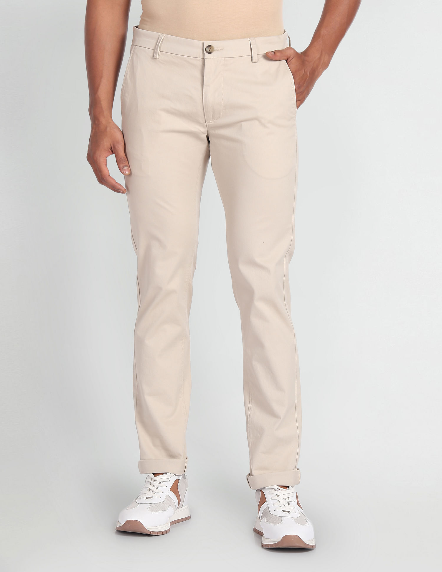 Arrow Sports Low Rise Flat Front Trousers