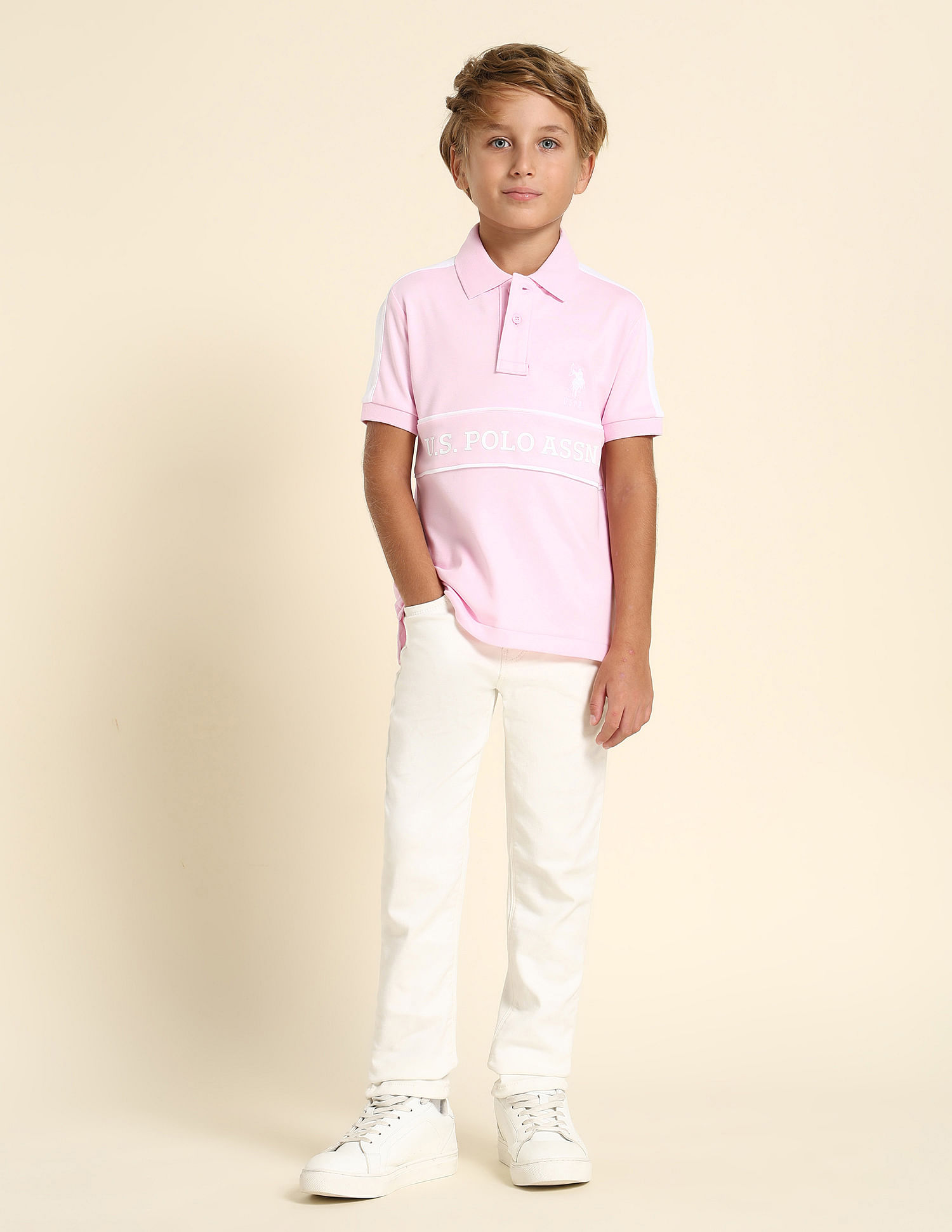 U.S. Polo Assn. Kids Boys Brand Printed Regular Fit Polo Shirt