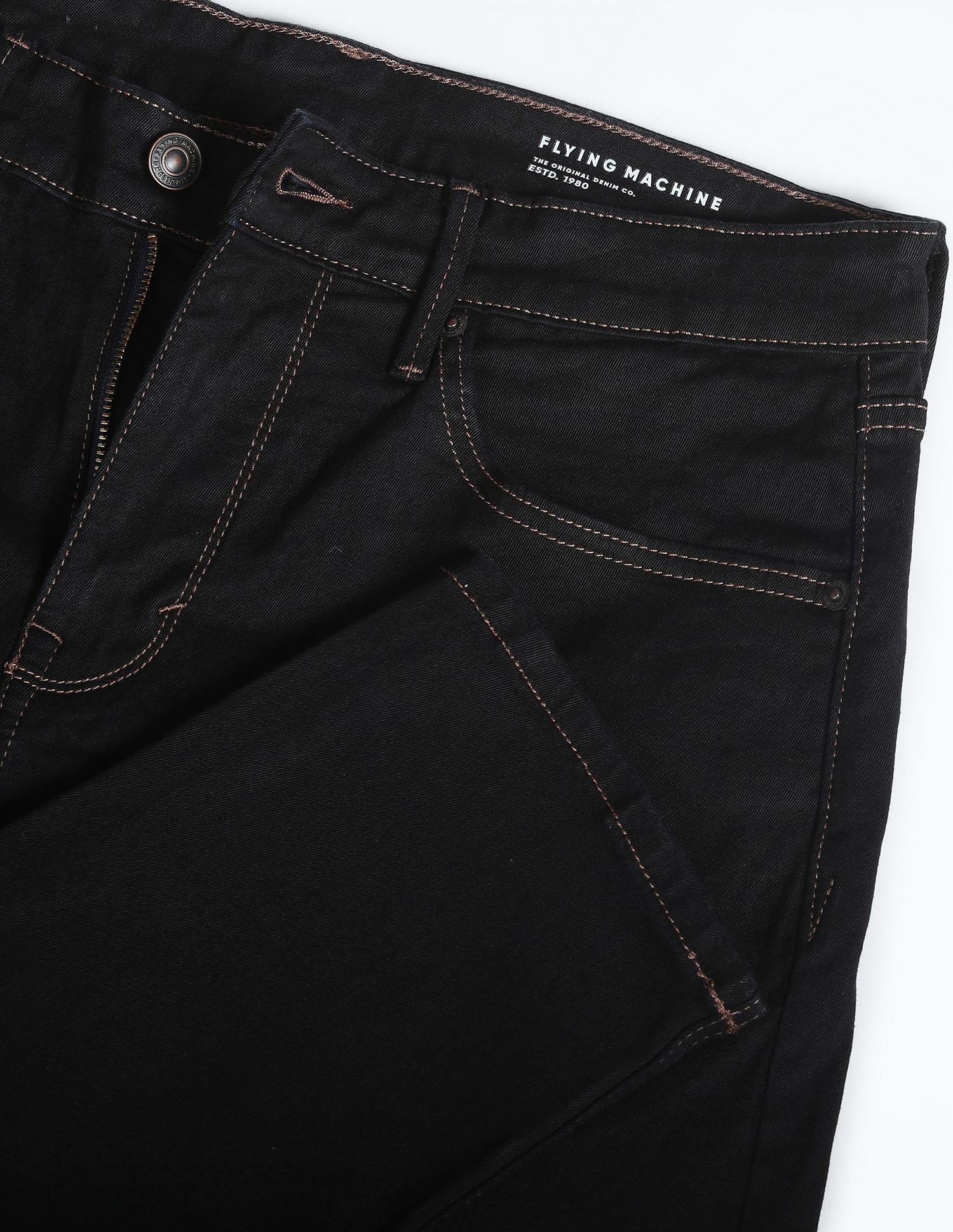 Flying Machine Mid Rise Slash Slim Tapered Jeans