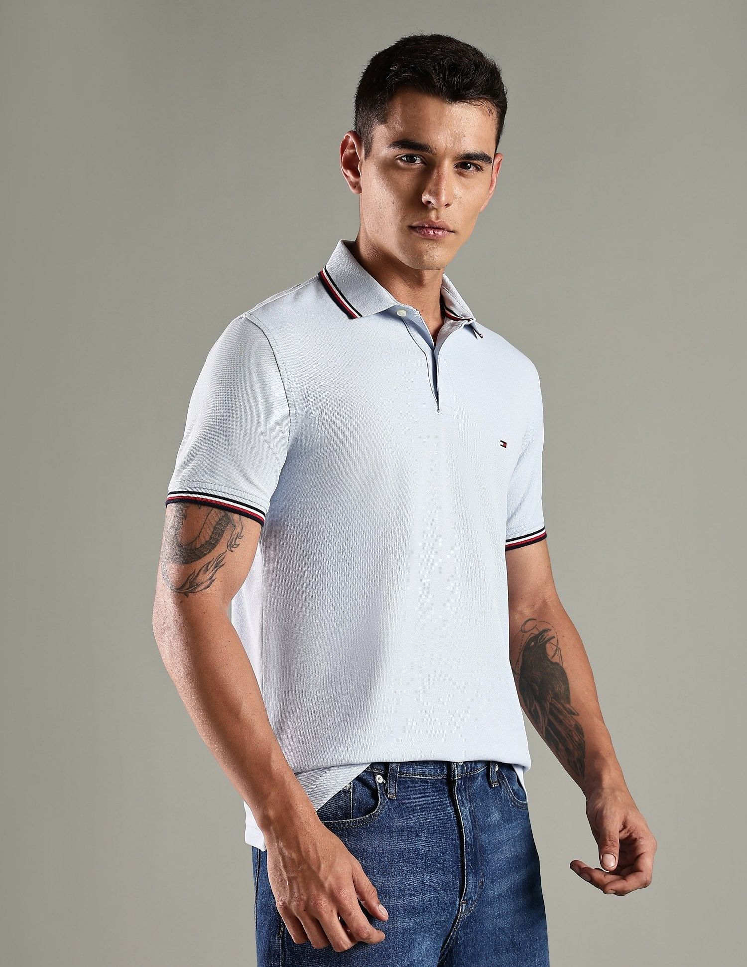 Tommy Hilfiger Solid Regular Fit Cotton Polo T-Shirt