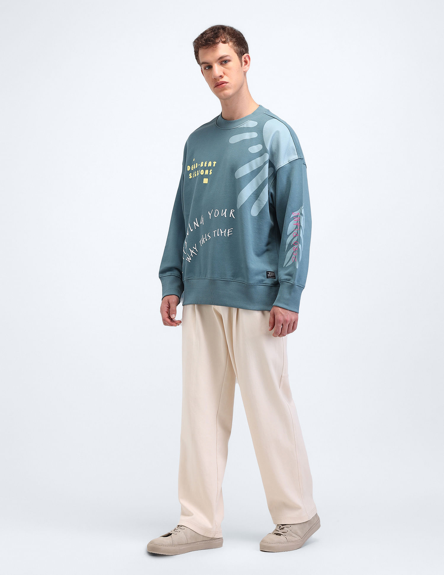 Flying Machine Graphic Printed Oversized Fit Sweatshirt