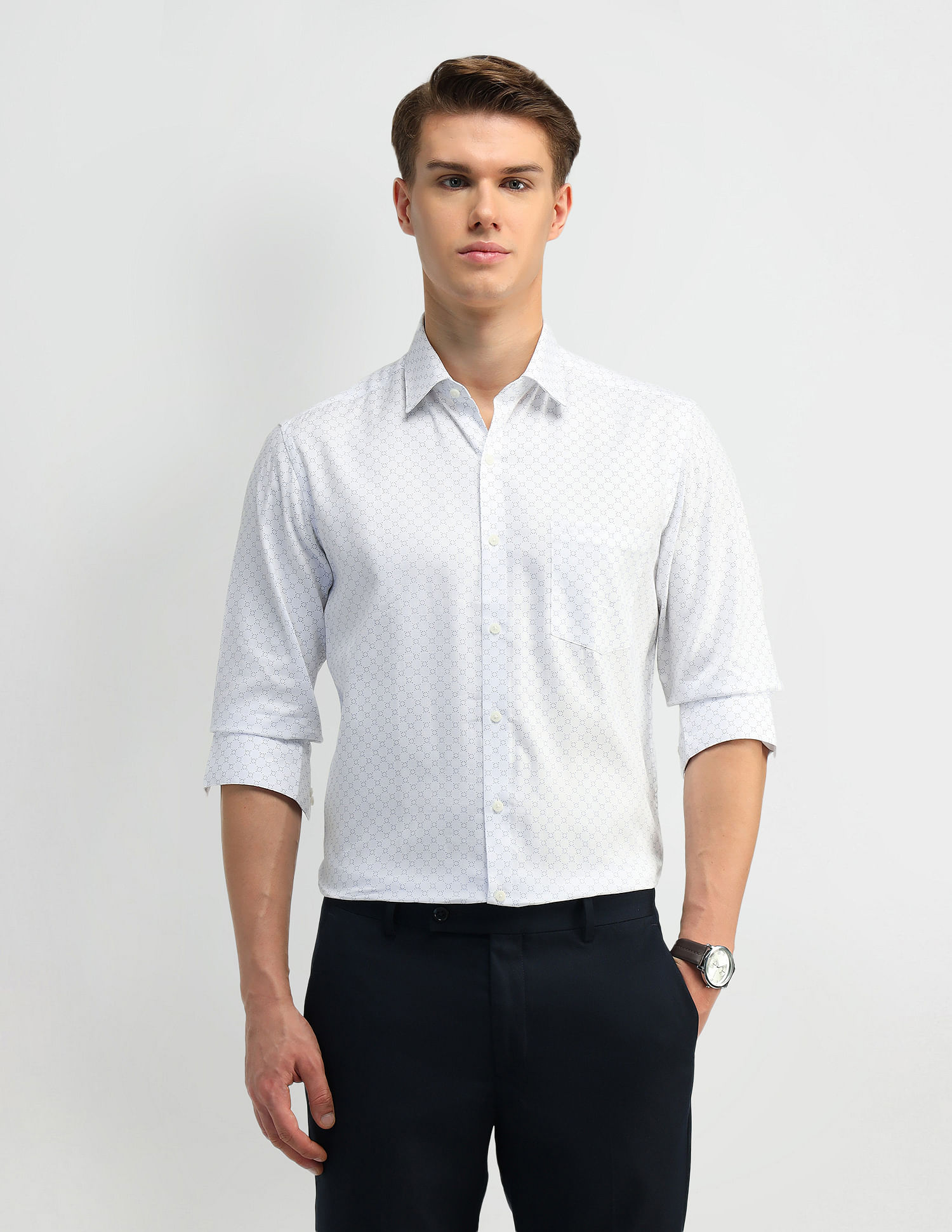 Arrow Geometric Printed Manhattan Slim Fit Shirt