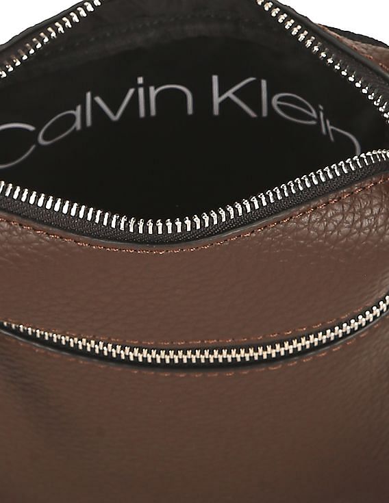 Calvin Klein Men Brown Textured Messenger Bag