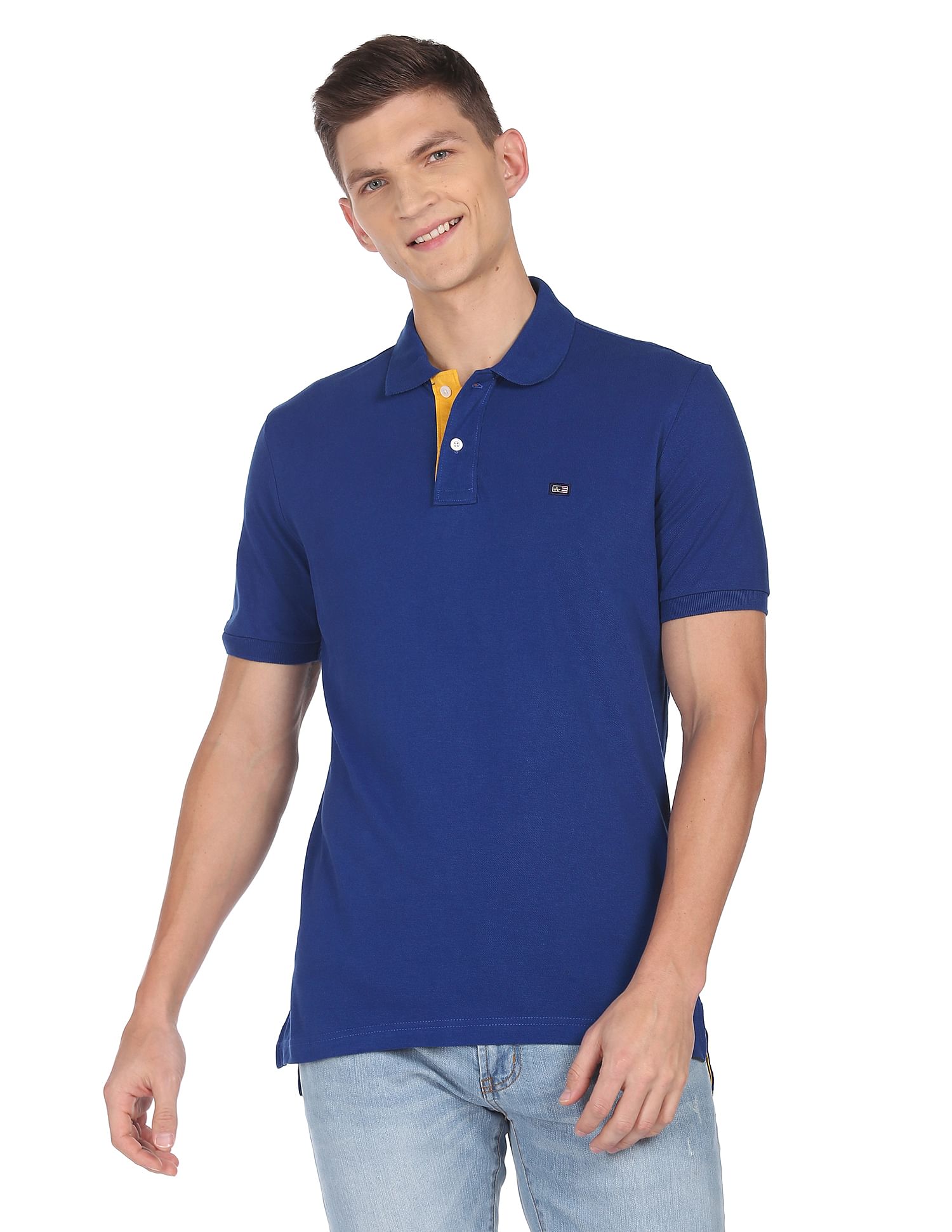 Arrow Sports Ribbed Collar Solid Cotton Polo Shirt
