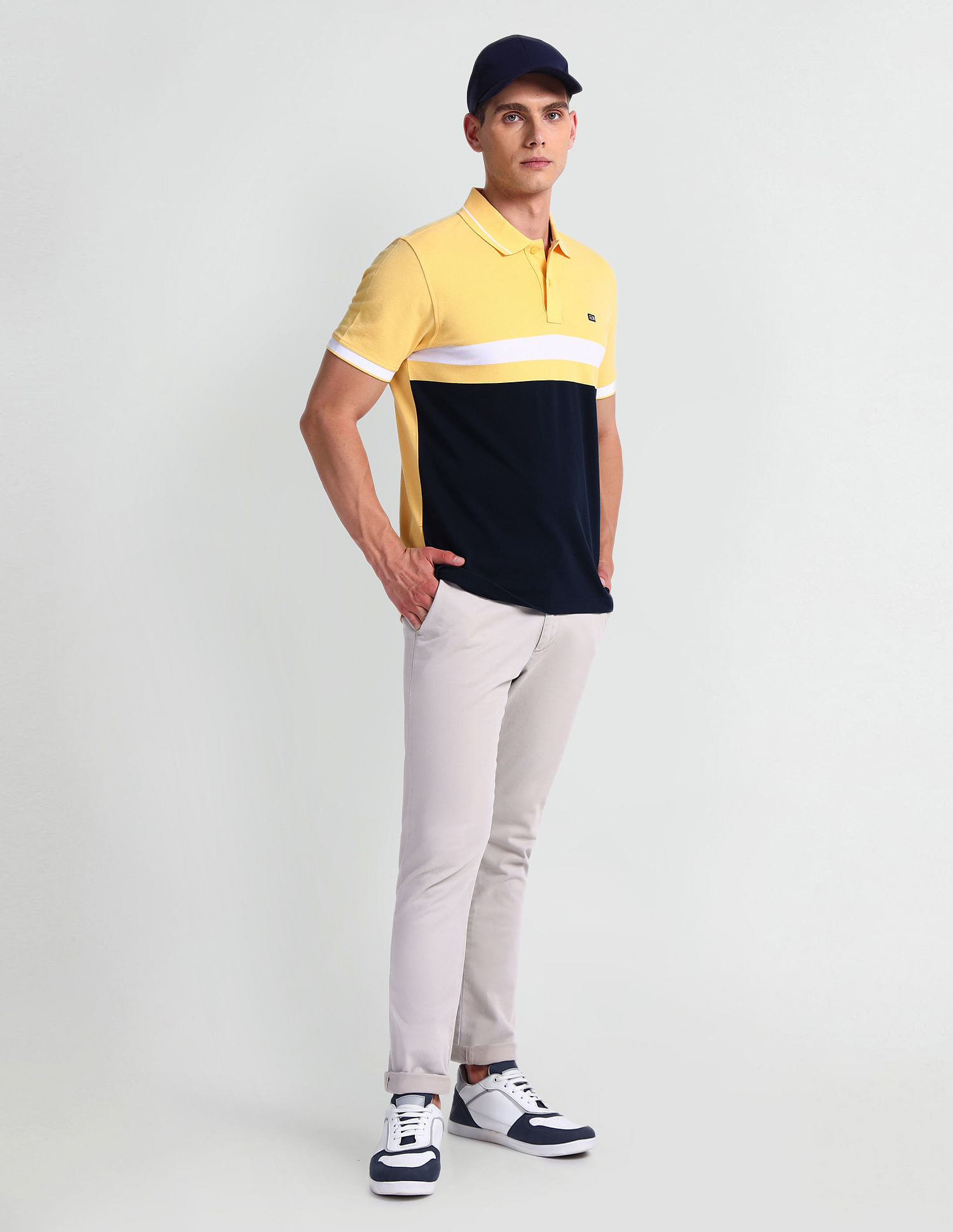 Arrow Sports Colour Block Cotton Polo Shirt