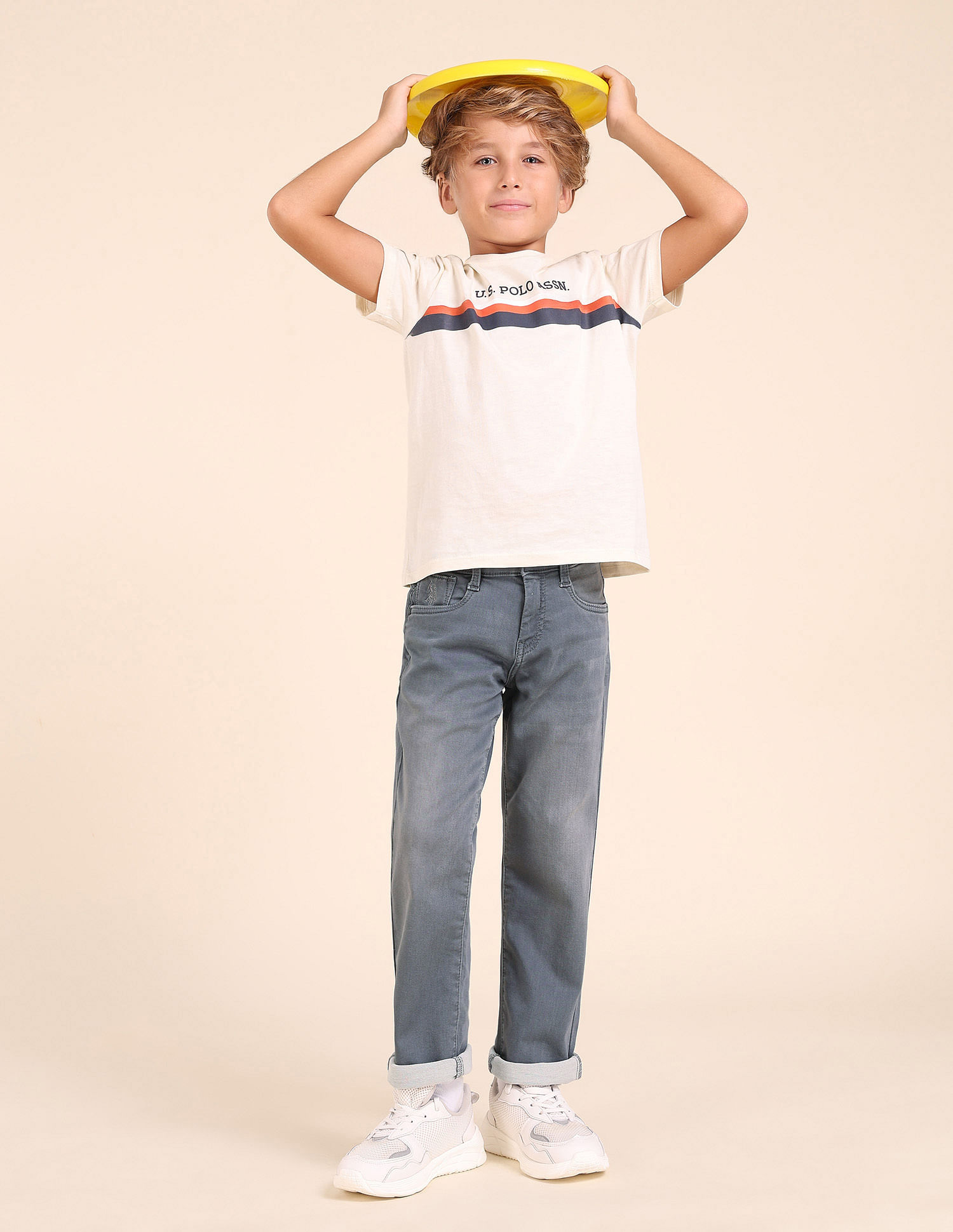 U.S. Polo Assn. Kids Boys Relaxed Fit Grey Jeans