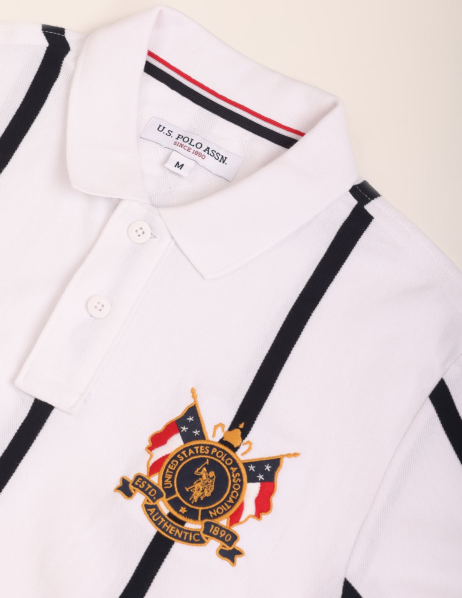 U.S. Polo Assn. Crest Embroidered Striped Polo Shirt