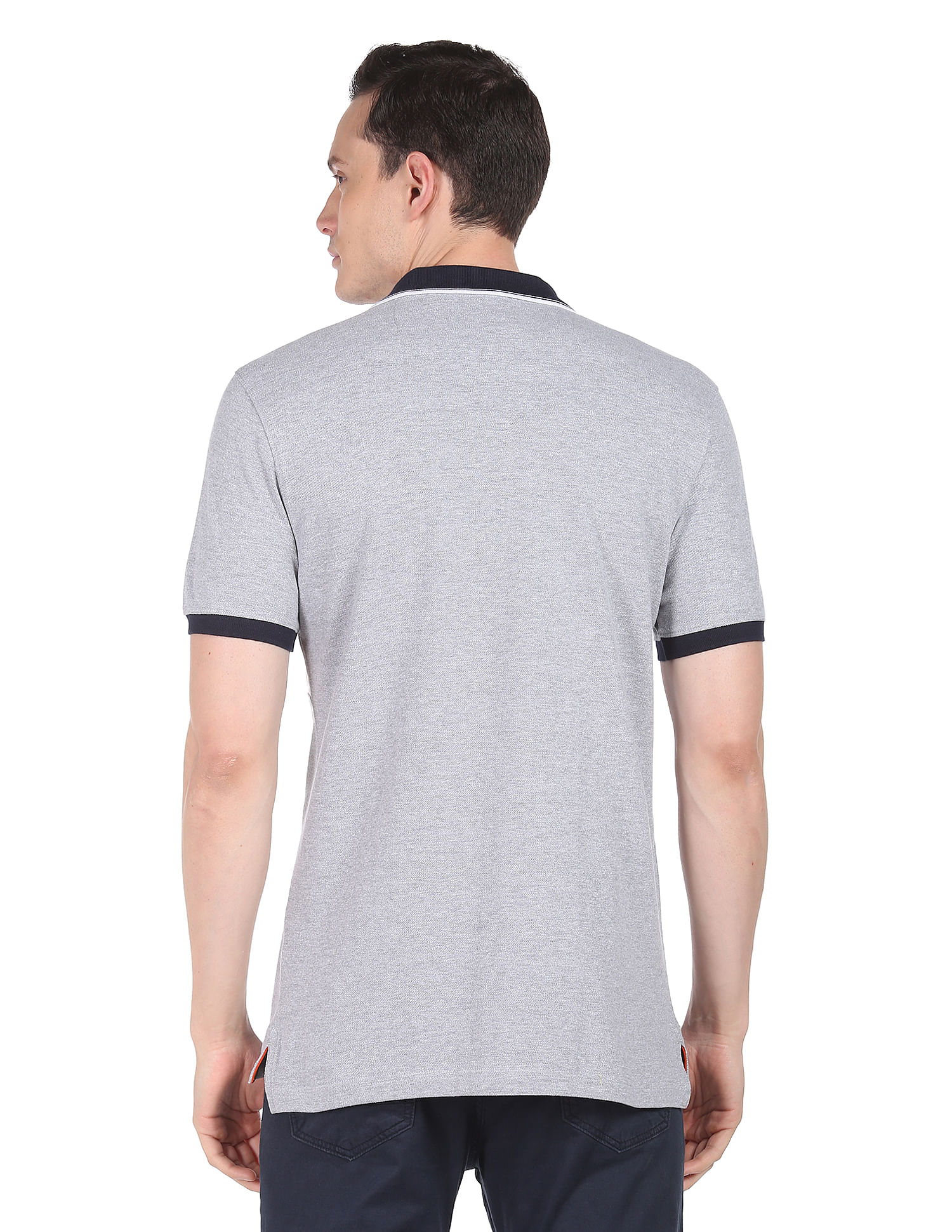 AD by Arvind Cotton Colour Block Polo Shirt