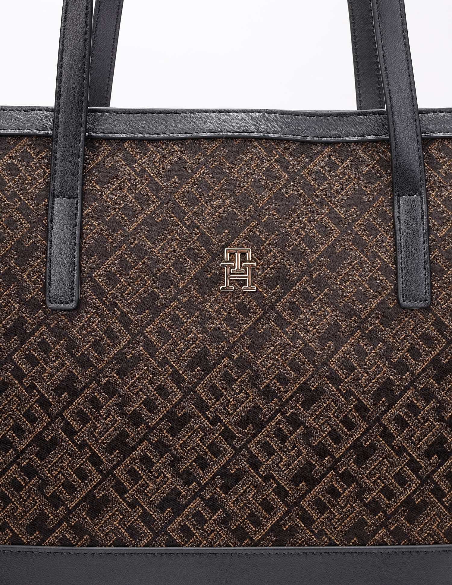 Tommy Hilfiger Logo Black Polyester Tote Bag