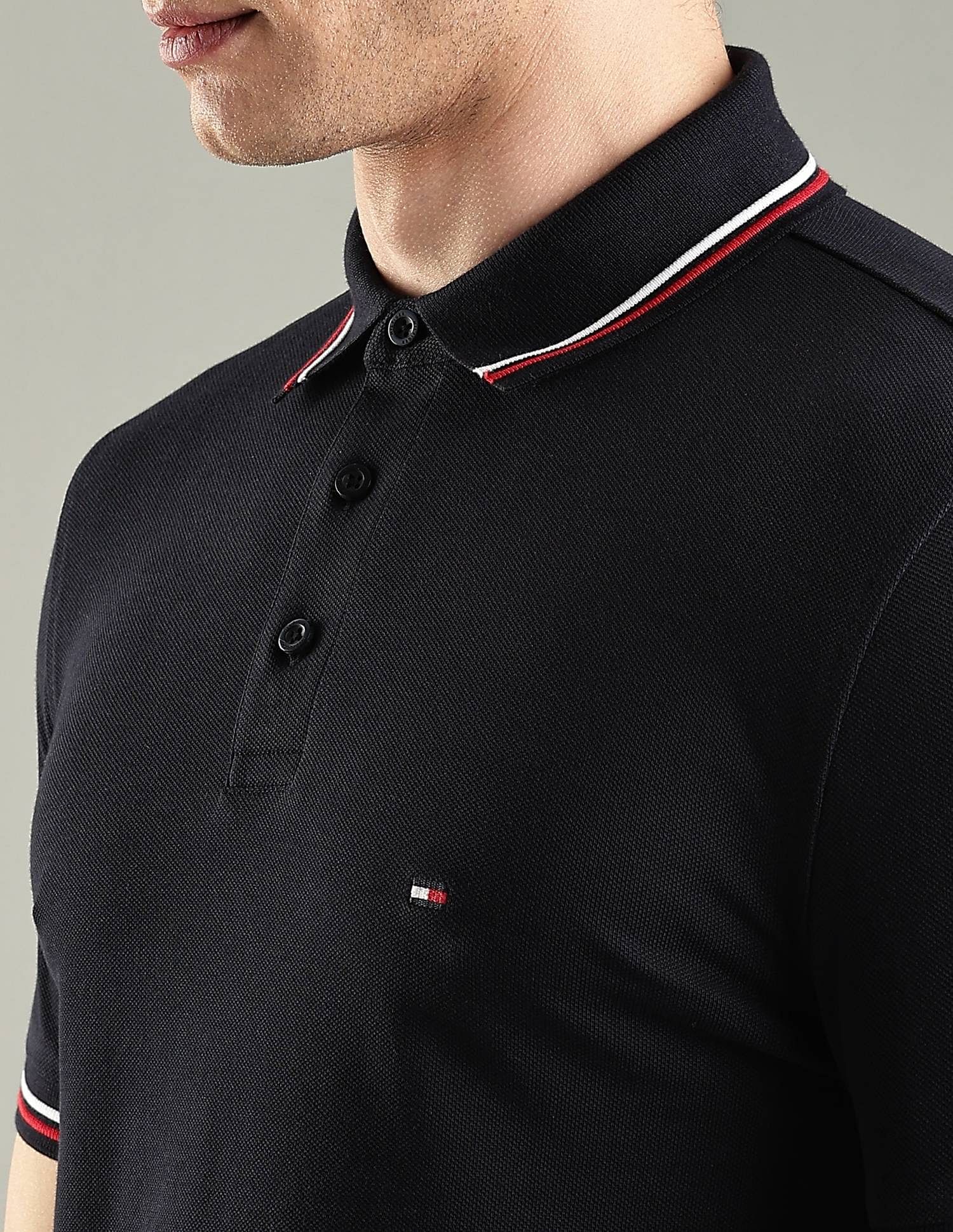 Tommy Hilfiger Solid Slim-Fit Cotton Polo T-Shirt