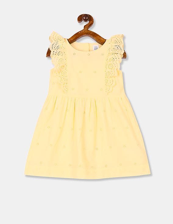 Buy GAP Girls Light Yellow Eyelet Ruffle Dress - NNNOW.com