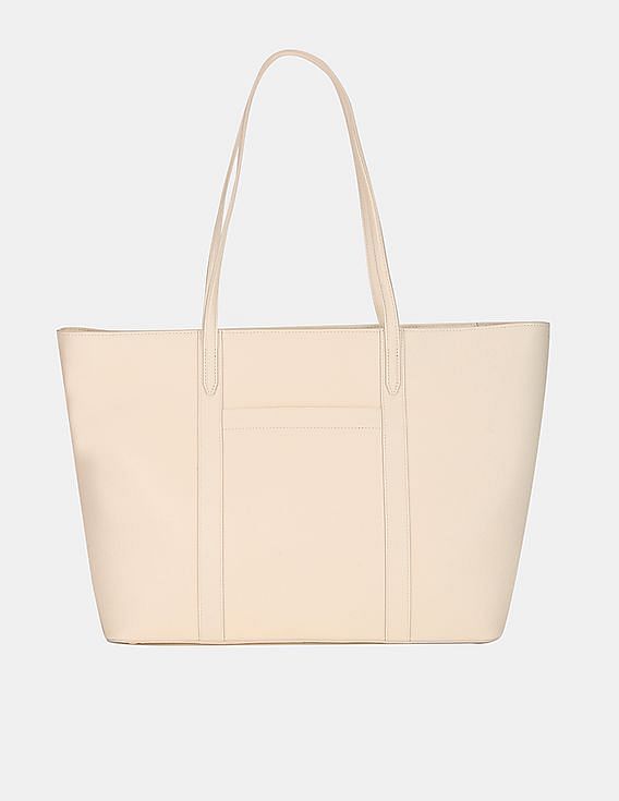 Buy Cole Haan Women Ivory Leather Zip Top Tote Bag NNNOW