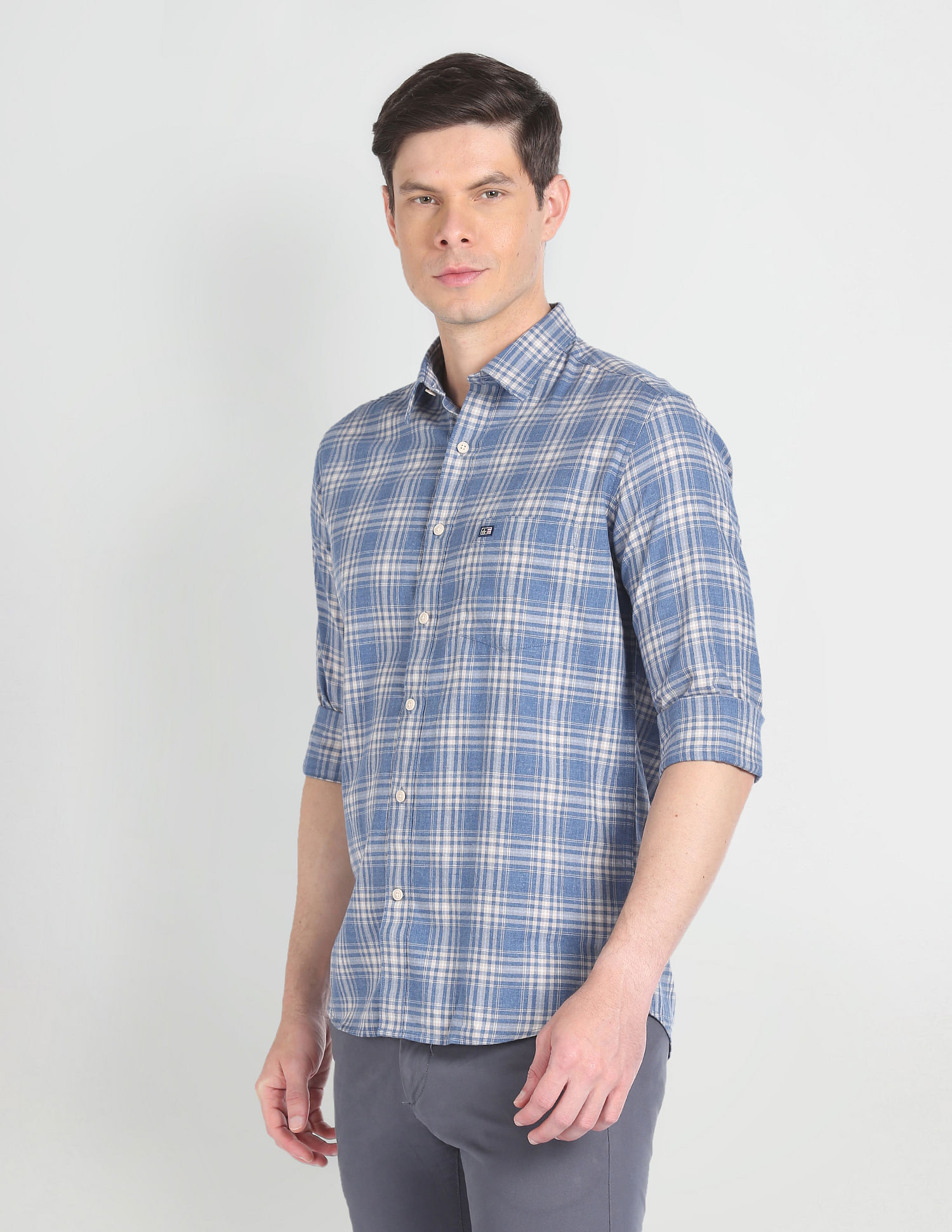 Arrow Sports Spread Collar Tartan Check Shirt