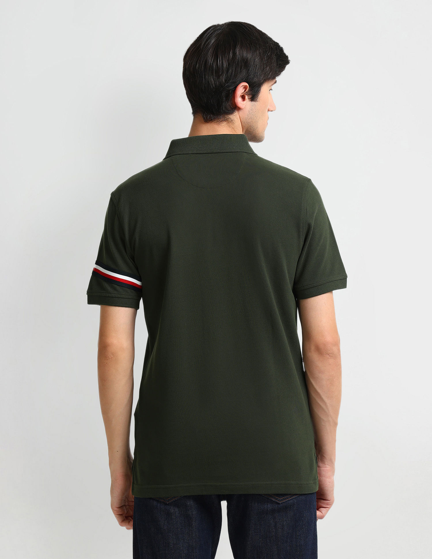 Arrow Sports Striped Tape Solid Polo Shirt