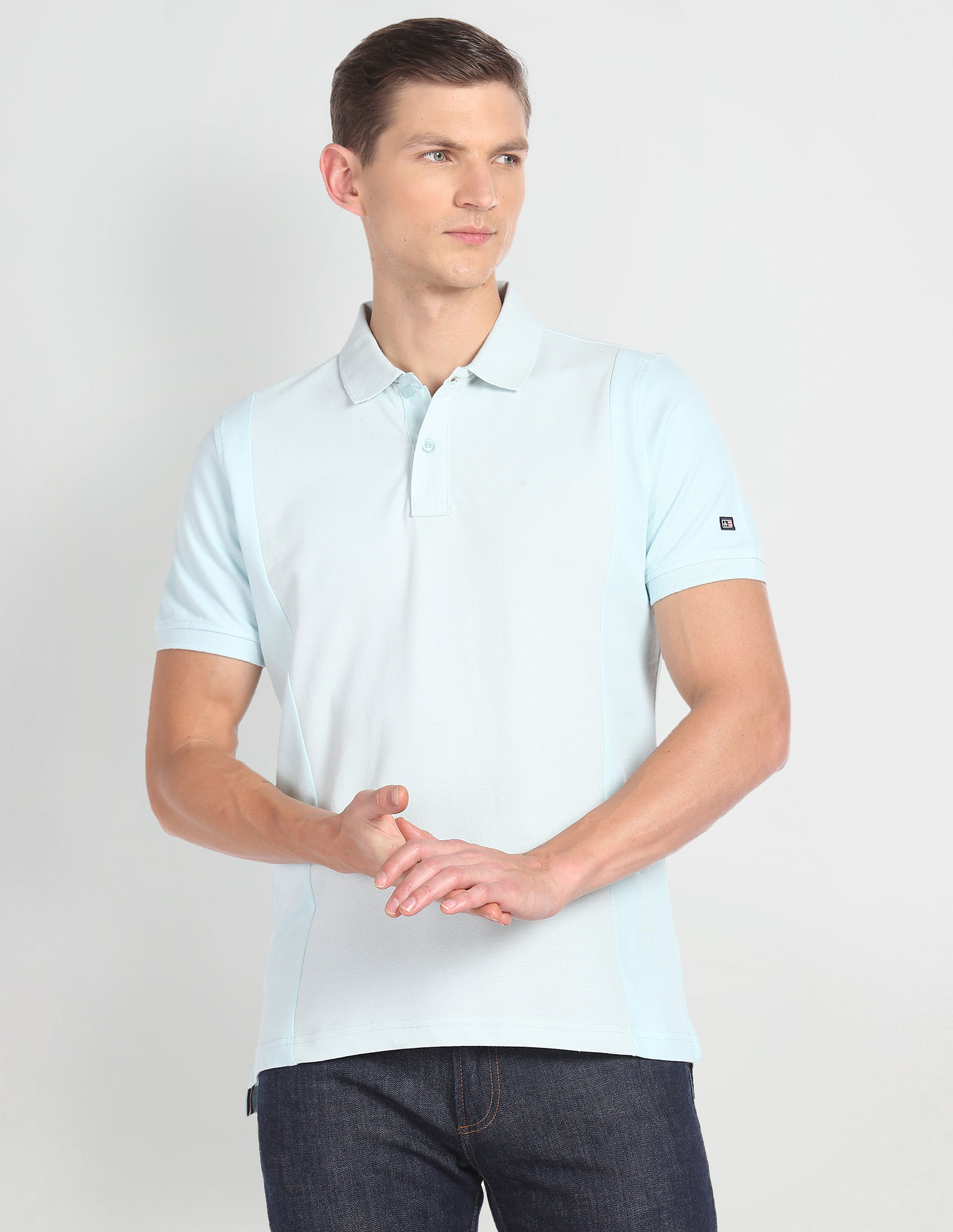 Arrow Sports Tonal Colour Block Cotton Polo Shirt
