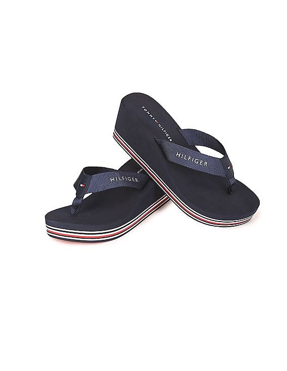 tommy hilfiger wedge flip flops womens