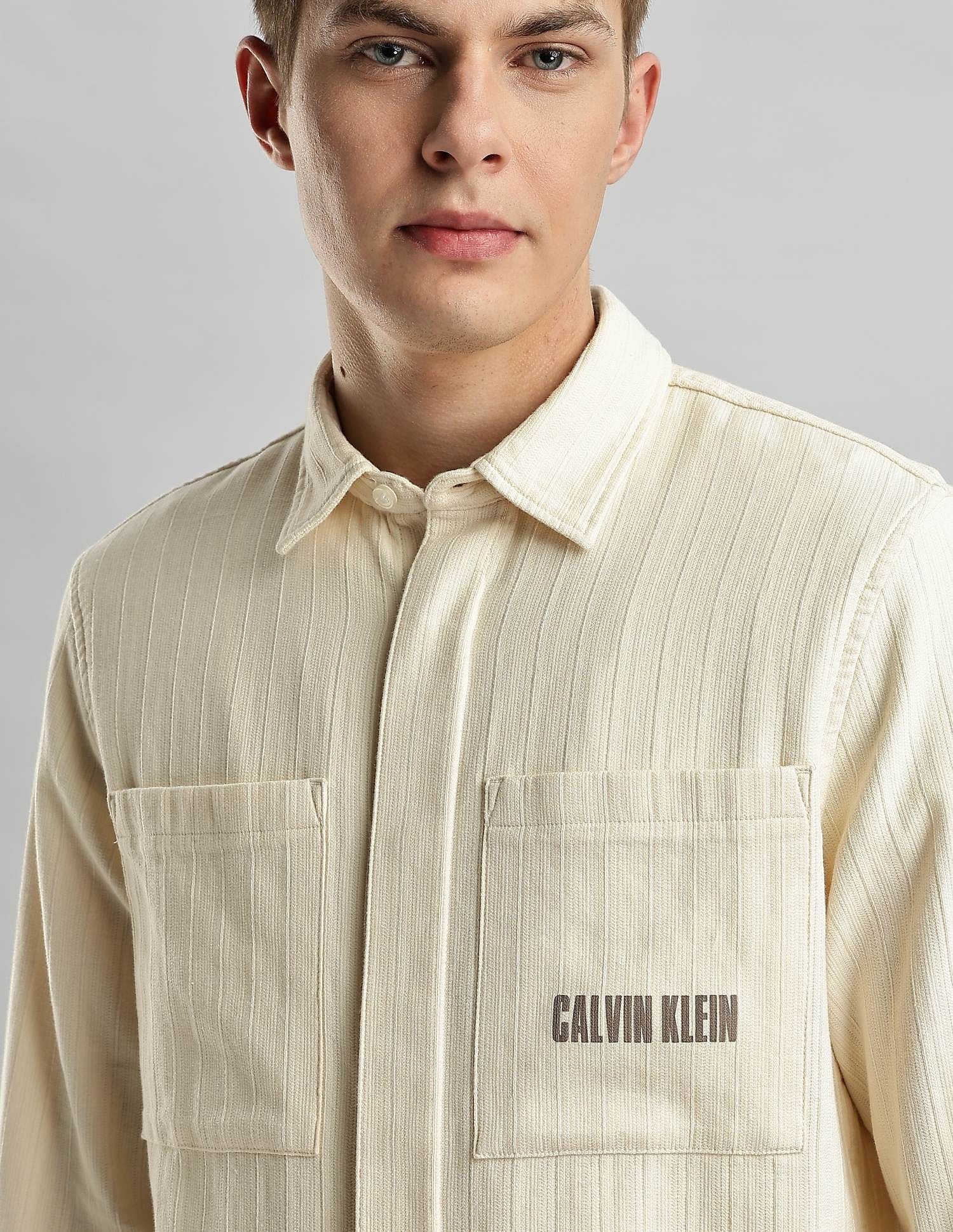 Calvin Klein Jeans Vertical Stripes Regular Fit Dobby Woven Shirt