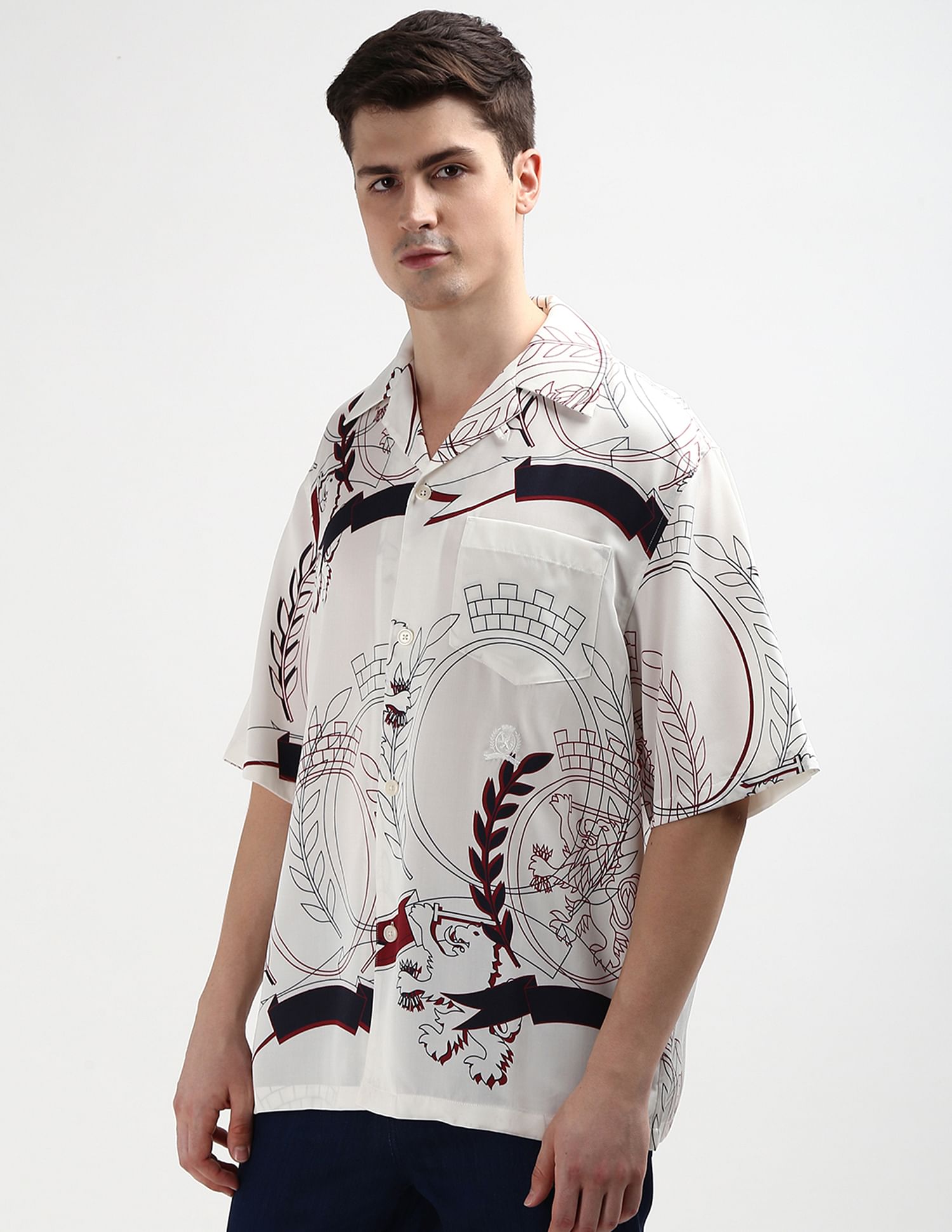 Tommy Hilfiger Cuban Collar Abstract Print Shirt