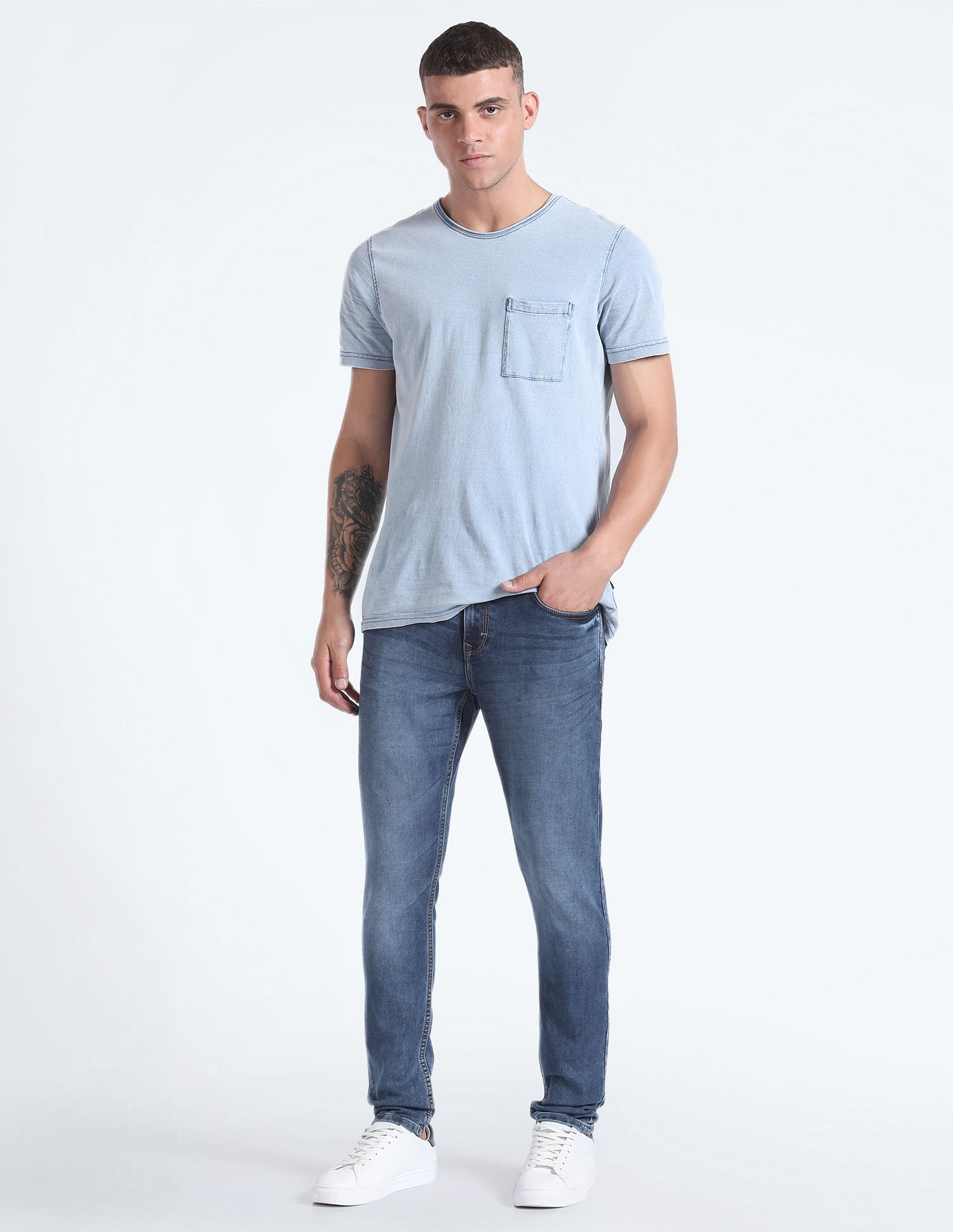 Flying Machine Mid Rise Stone Wash Jeans