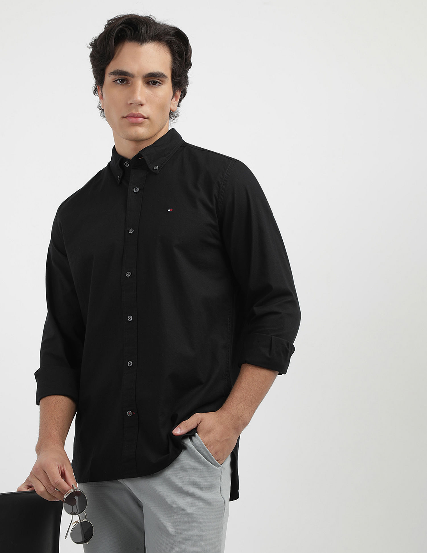 Tommy Hilfiger Oxford Regular Fit Solid Stretch Shirt